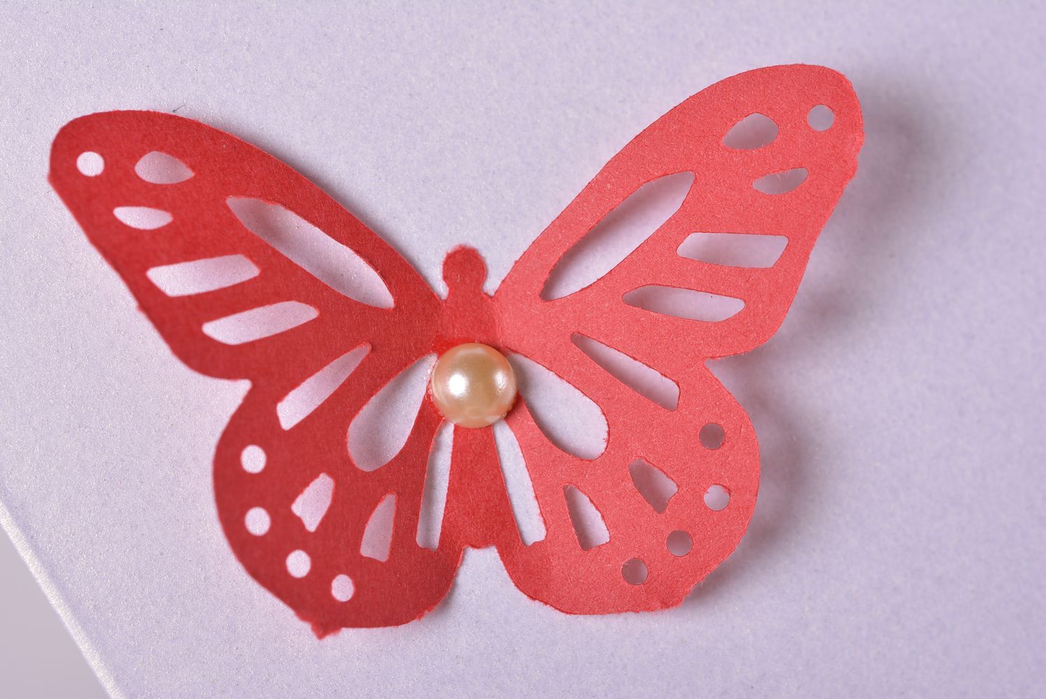 Carte de voeux quilling faite main fleurs et papillons rouges Petit cadeau photo 3