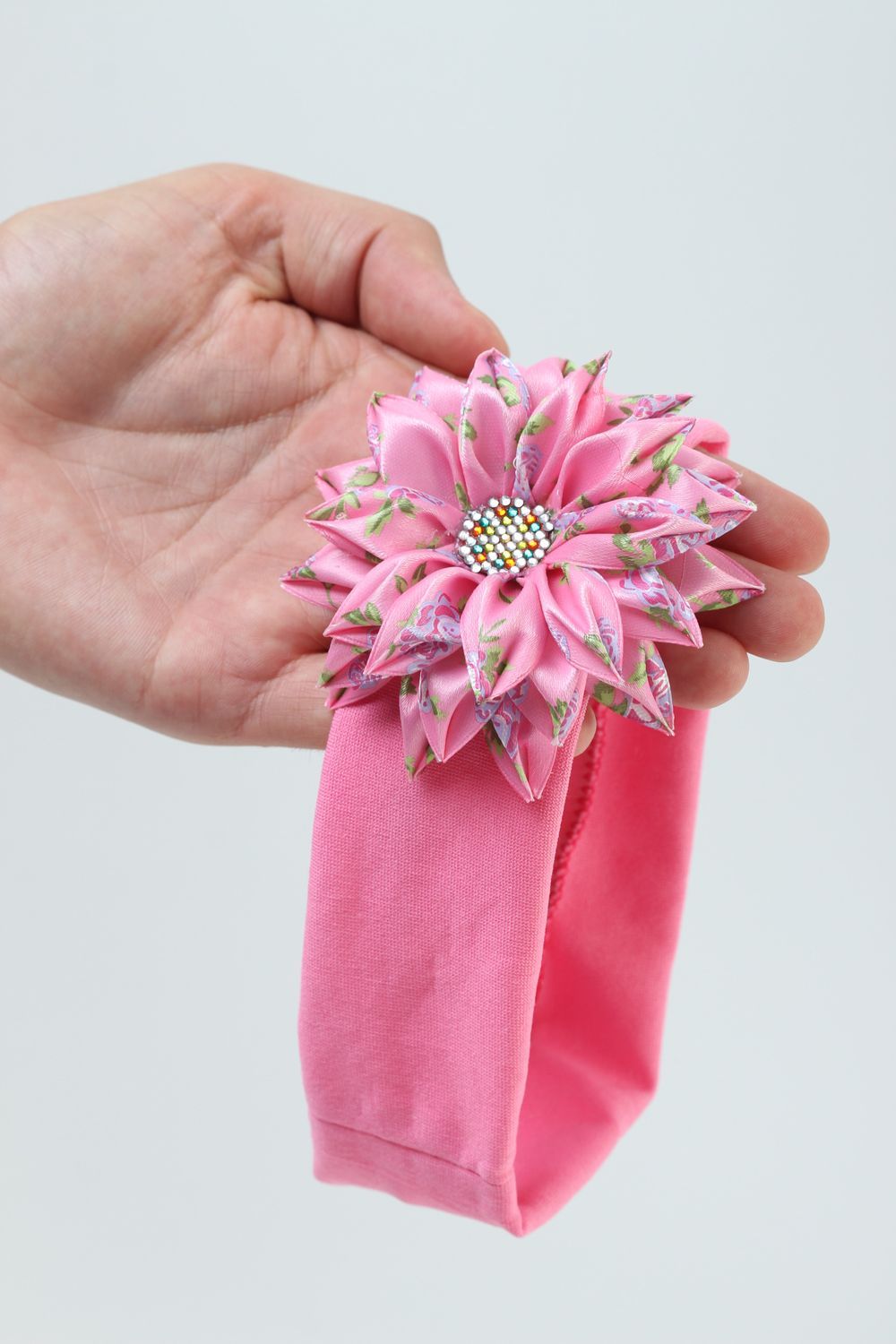 Повязка на голову ручной работы повязка для девочки детская повязка розовая фото 5