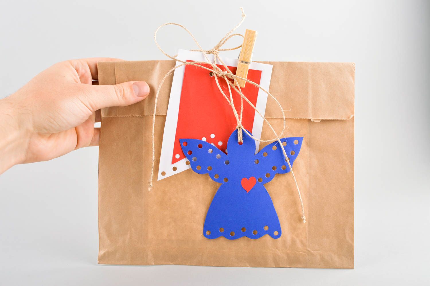 Pochette cadeau faite main Emballage cadeau avec ange bleu Petit cadeau photo 4