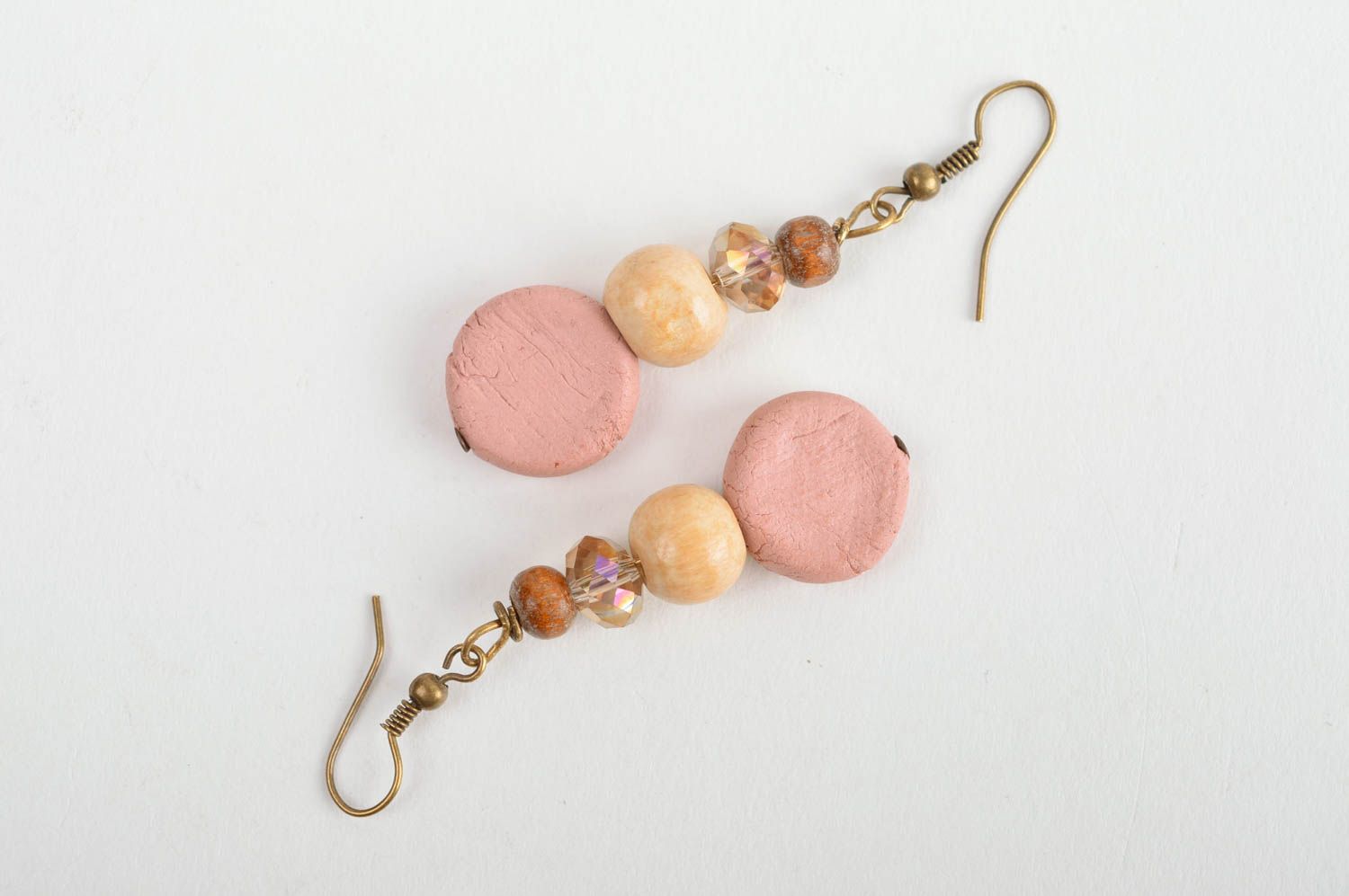 Beautiful handmade plastic earrings beaded earrings handmade accessories photo 5