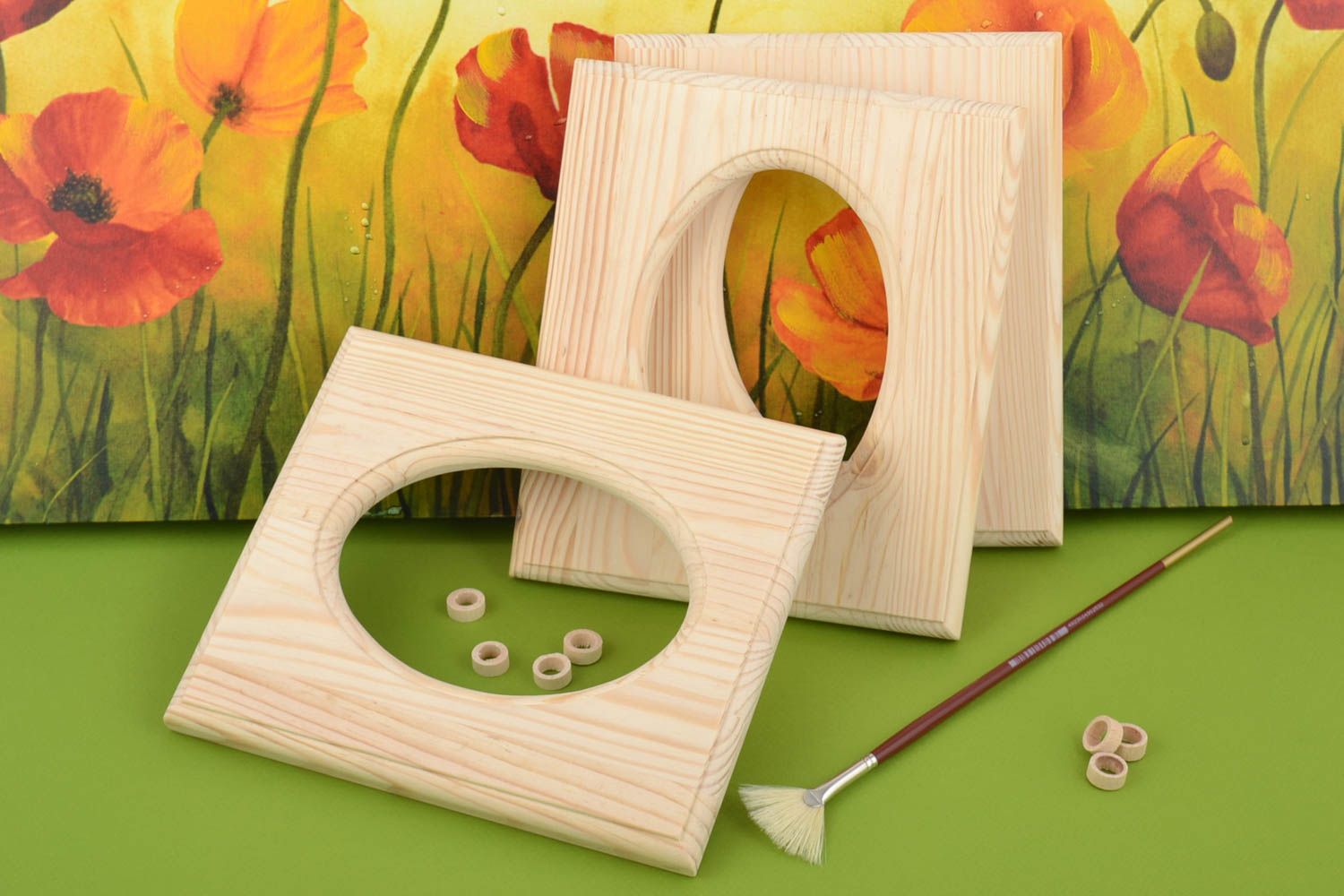 Piezas de madera para creatividad artesanales cuadradas de pino 3 artículos foto 1
