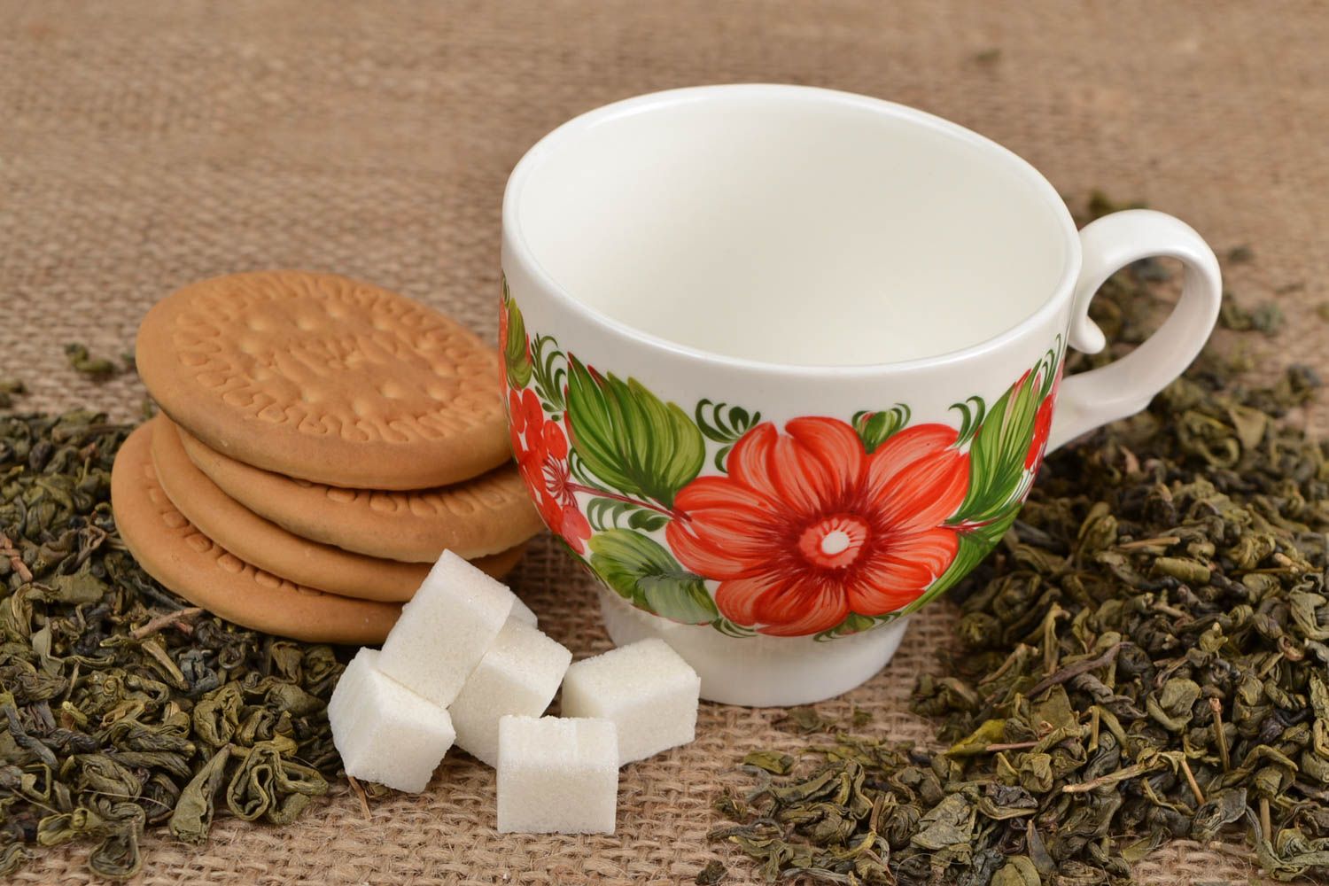 Tasse à thé fait main Mug original porcelaine Cadeau original 22 cl fleurs photo 1