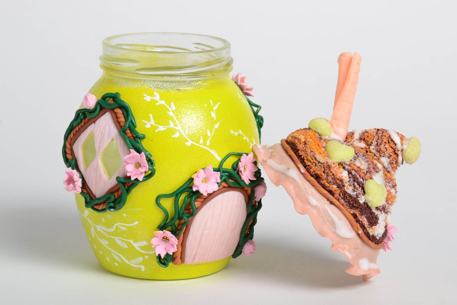 15 oz handmade jar with a lid in lime color and in the shape of milkshake 0,7 lb photo 2
