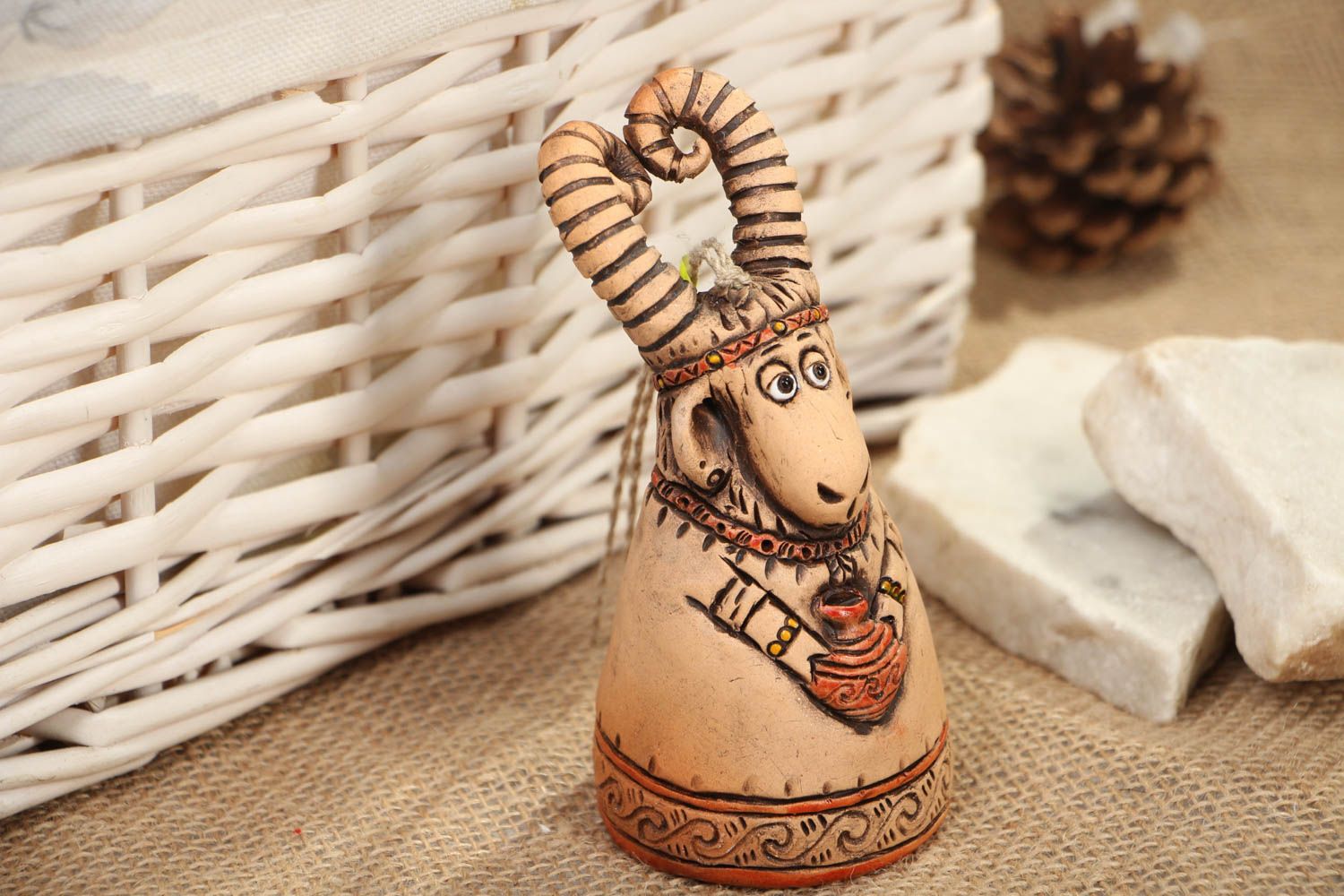 Unusual ceramic bell Goat photo 5