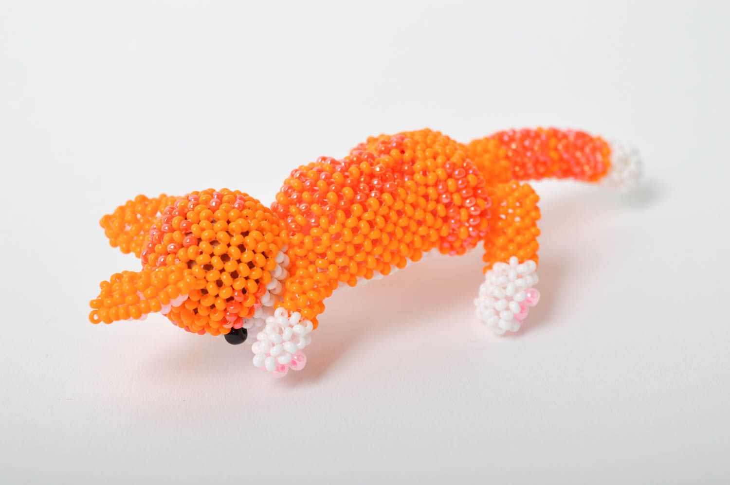 Deko Figur handmade Katze Spielzeug originelles Geschenk aus Glasperlen drollig foto 4
