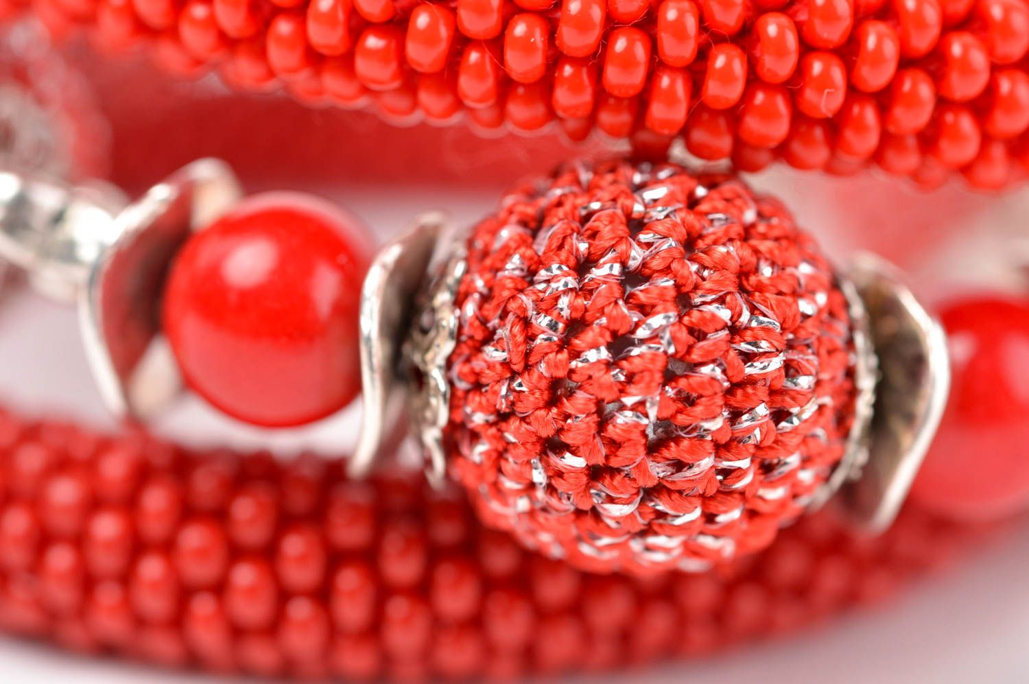 Art handmade large and small red beads two-row bracelet for women and girls photo 5
