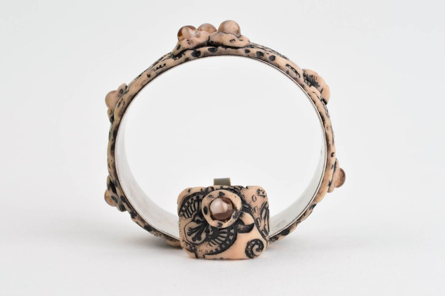 Украшения ручной работы кольцо из полимерной глины браслет на руку стильный фото 3