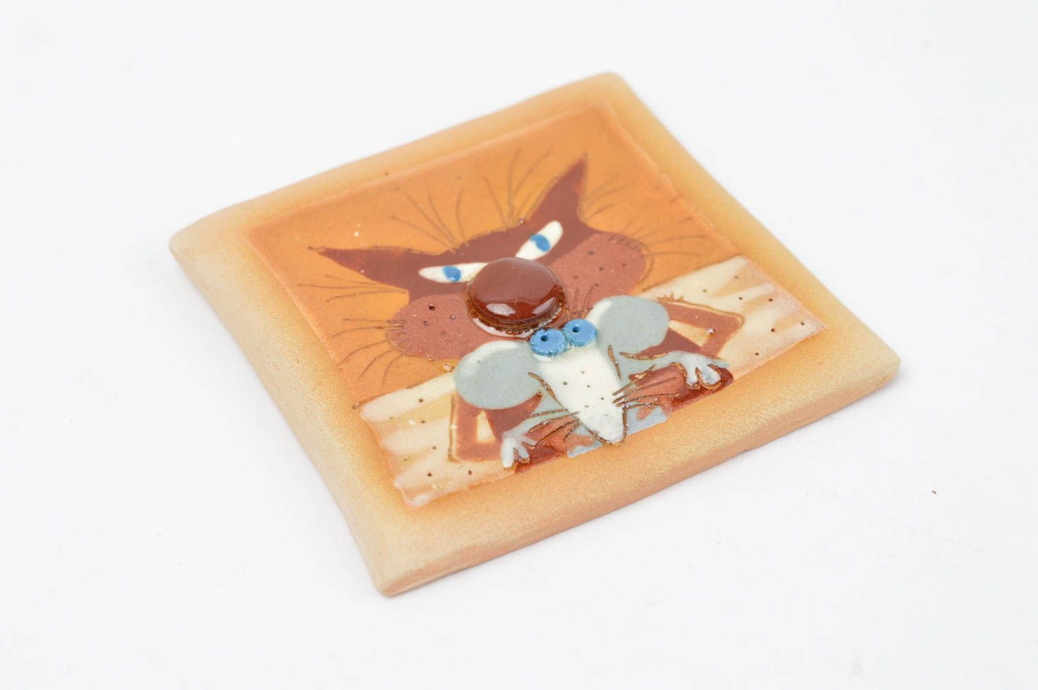 Unusual fox fridge magnet ceramic souvenir designer art pottery cute magnet photo 2