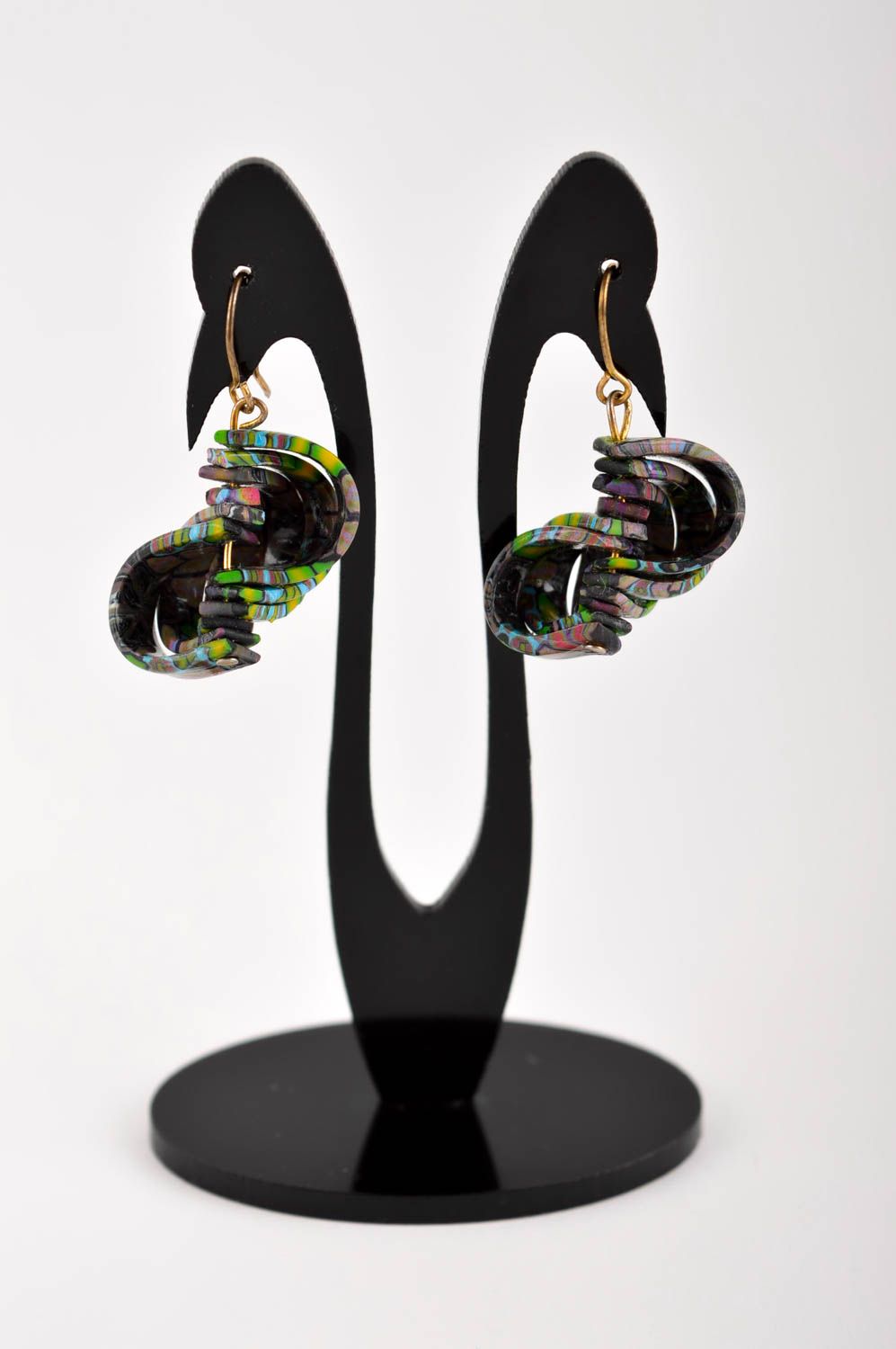 Handmade Polymer Schmuck schöne dunkle Modeschmuck Ohrringe Accessoire für Frau foto 2