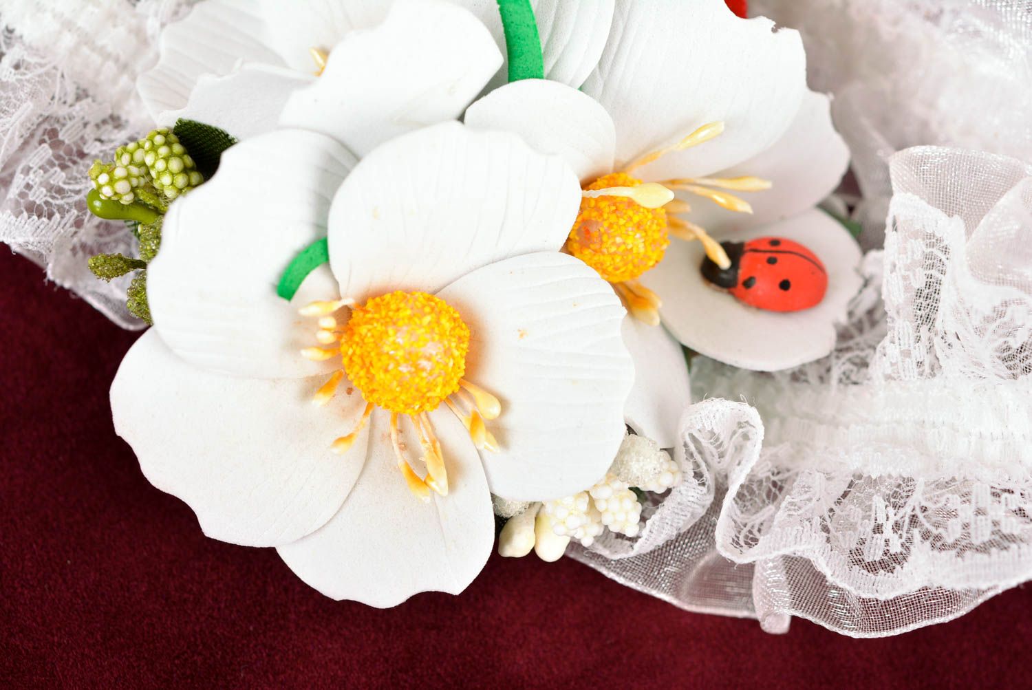 Haarband mit Blumen handgemachter Schmuck grelles Accessoire für Haare schön foto 2