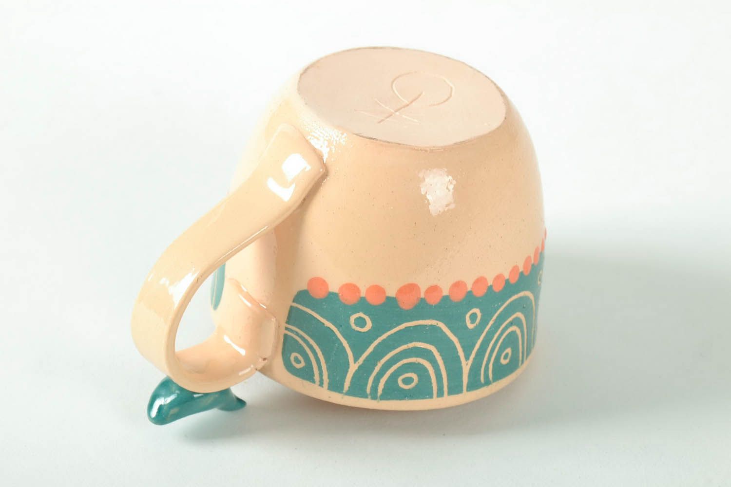 Art clay glazed coffee cup with handle for a girl photo 4