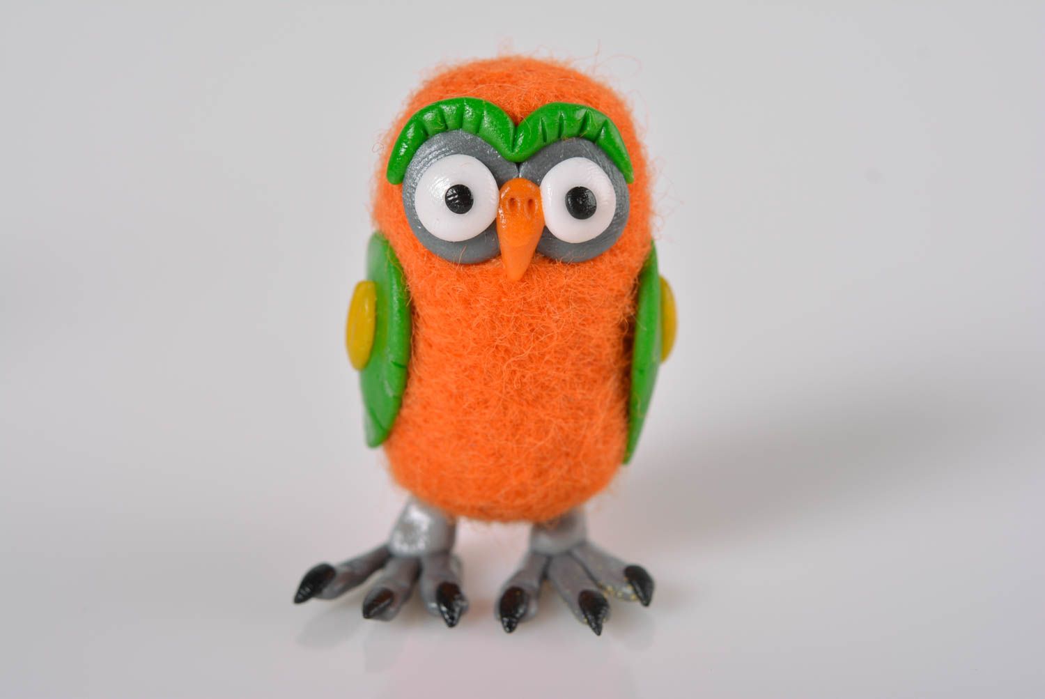 Handmade soft toy owl orange interior decor stylish designer figurine photo 5