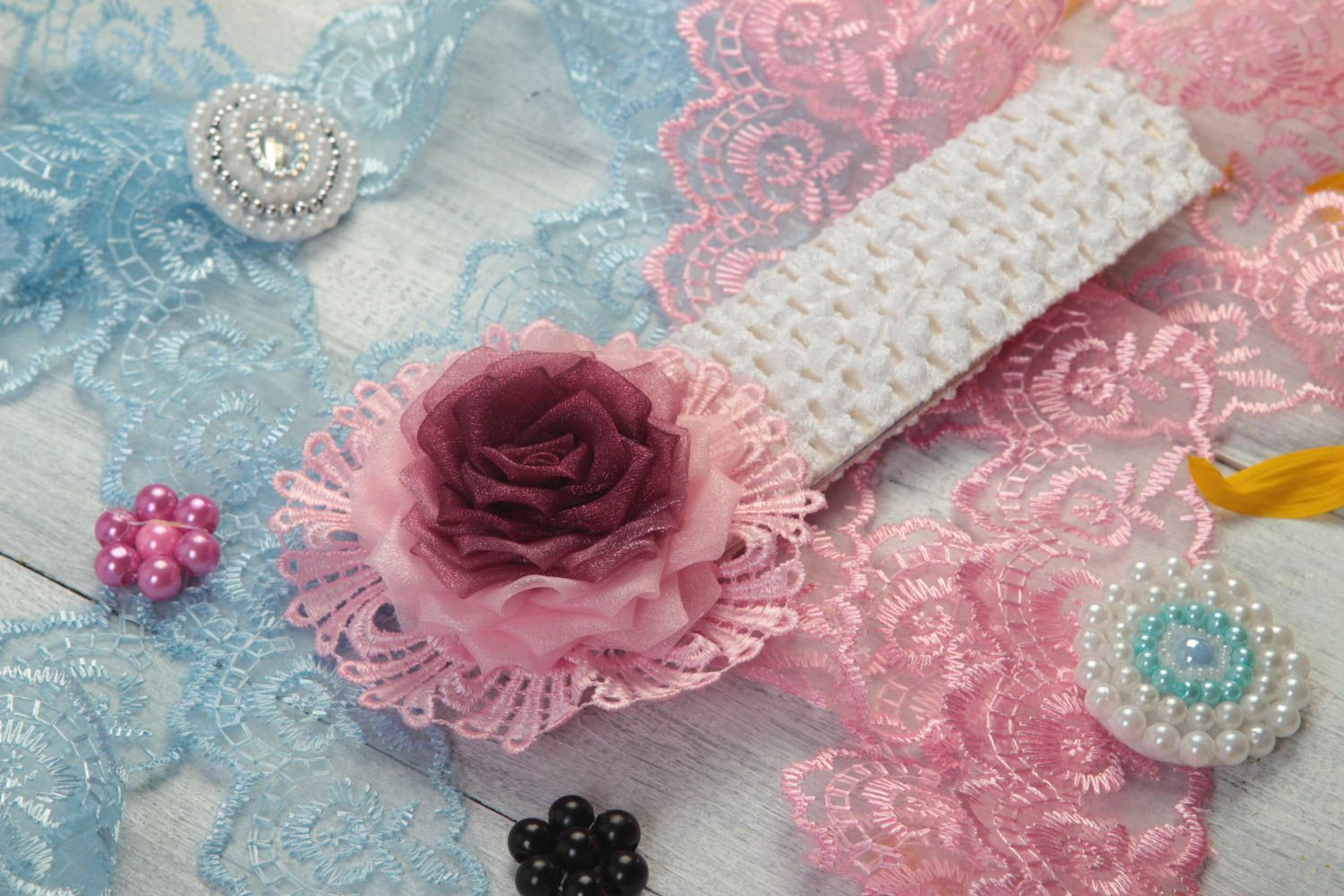 Handmade headband flower headband unusual gift for girl hair accessories photo 1