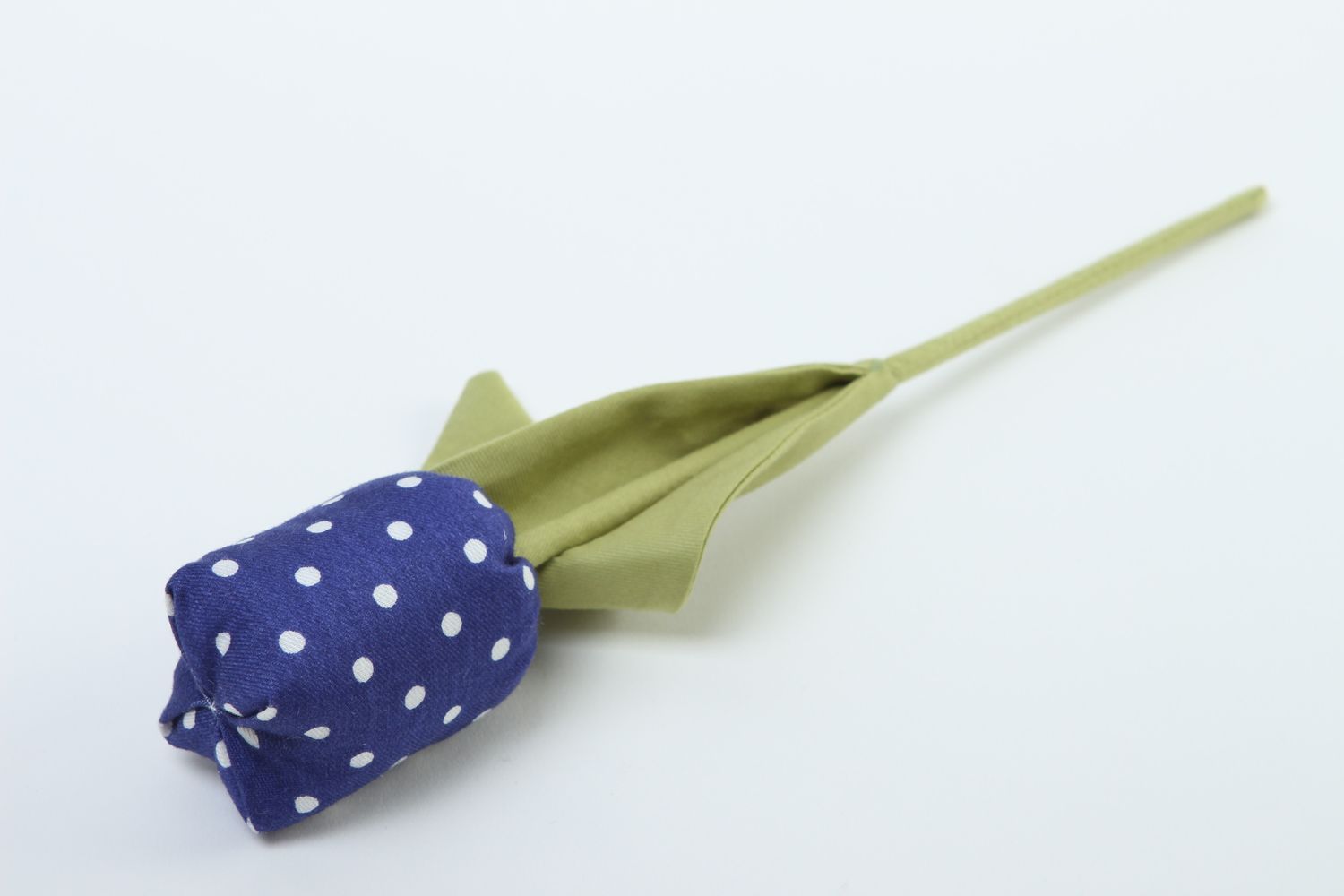 Flor de tela azul con puntos hecha a mano tulipán artificial elemento decorativo foto 3