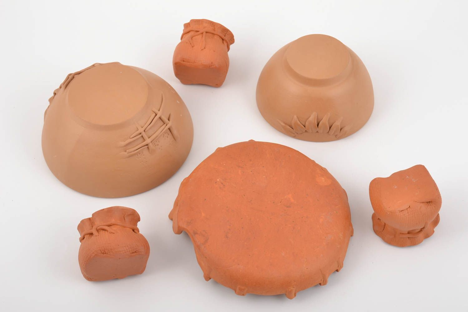 Ceramic set of handmade pottery pots 75 ml bowls 500 and 400 ml photo 5