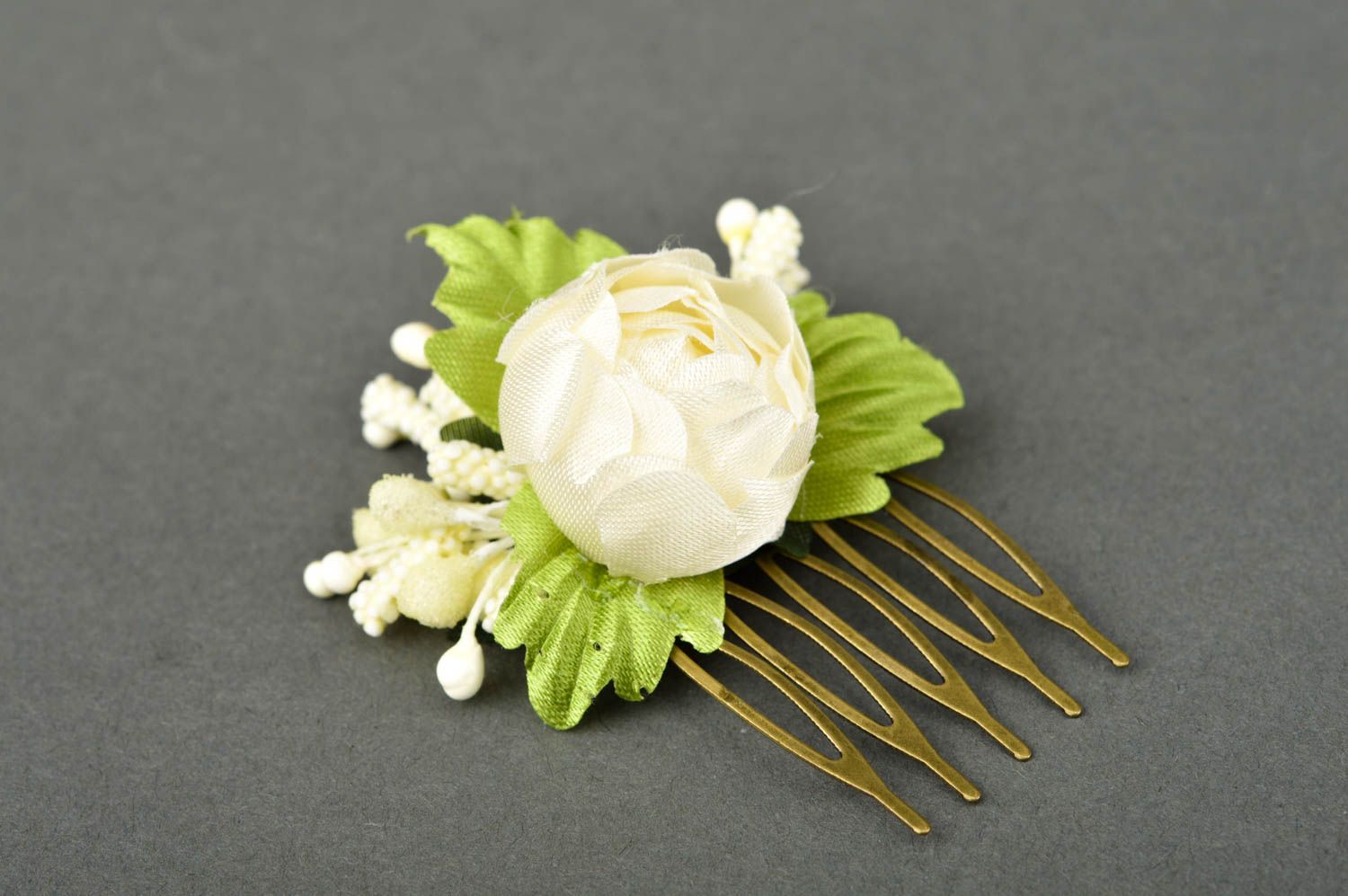 Handmade hair comb with flowers hair accessories with flowers gift for women photo 2