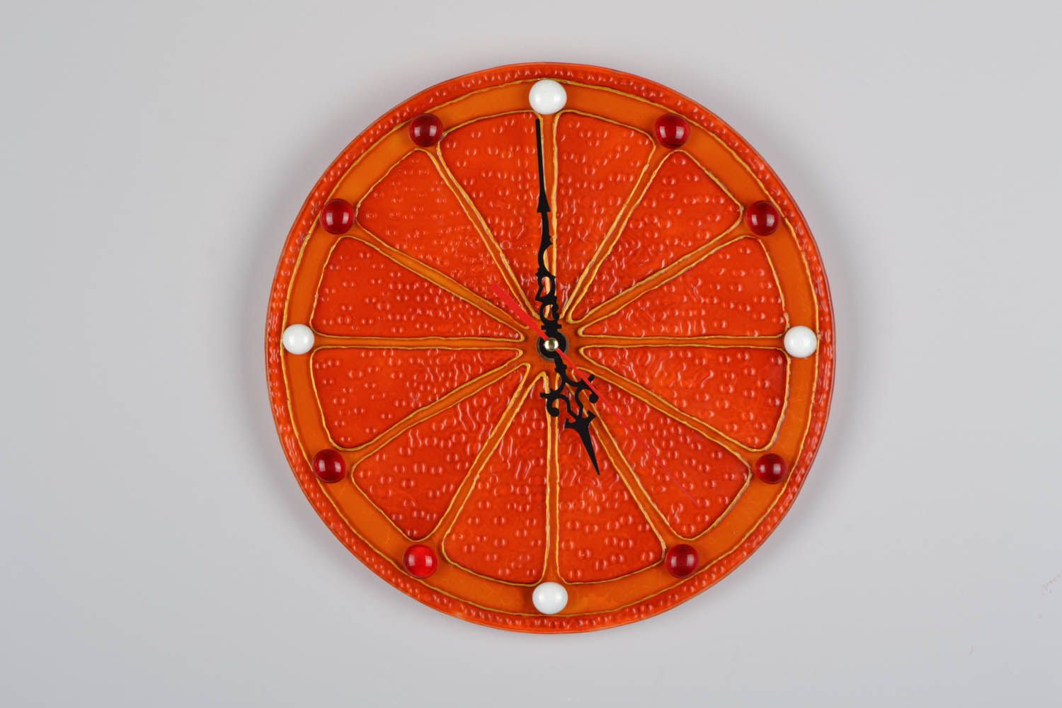 Стеклянные часы на стену Апельсинка фото 1