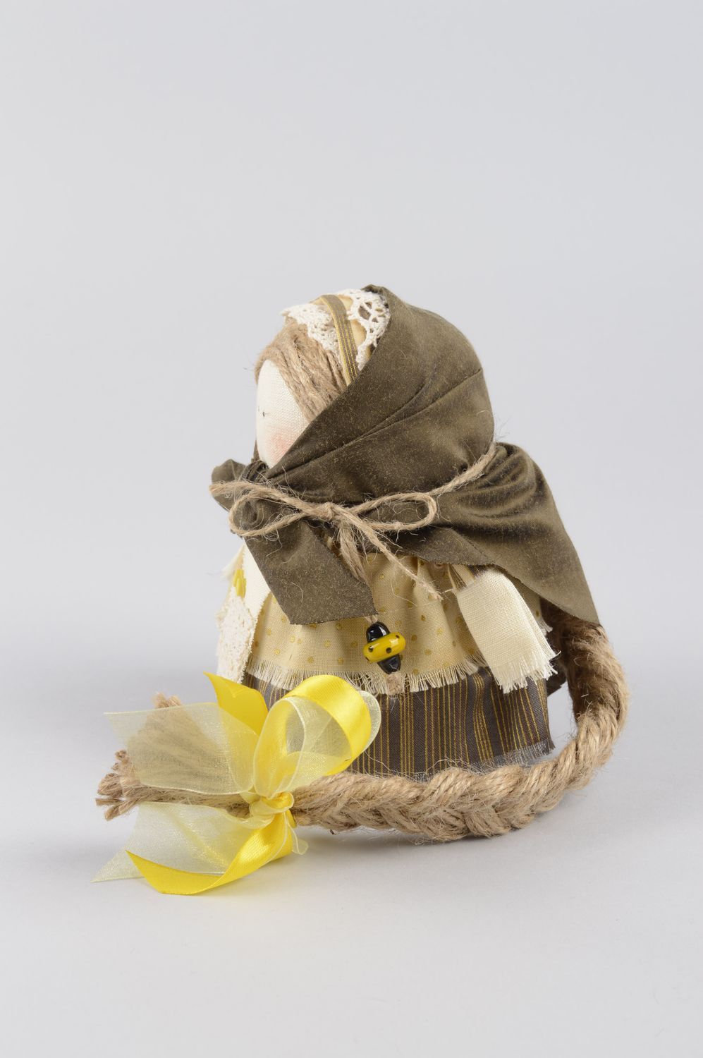 Muñeca de trapo artesanal con trenza decoración de hogar regalo original foto 2