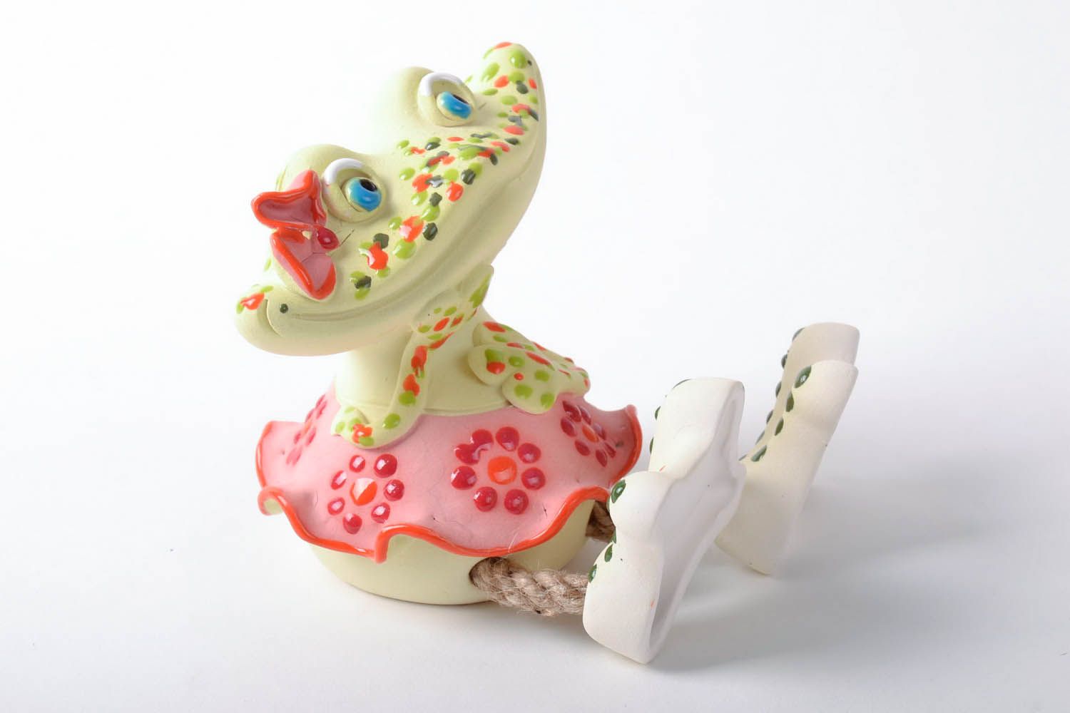 Handmade clay money box in the shape of a frog photo 1