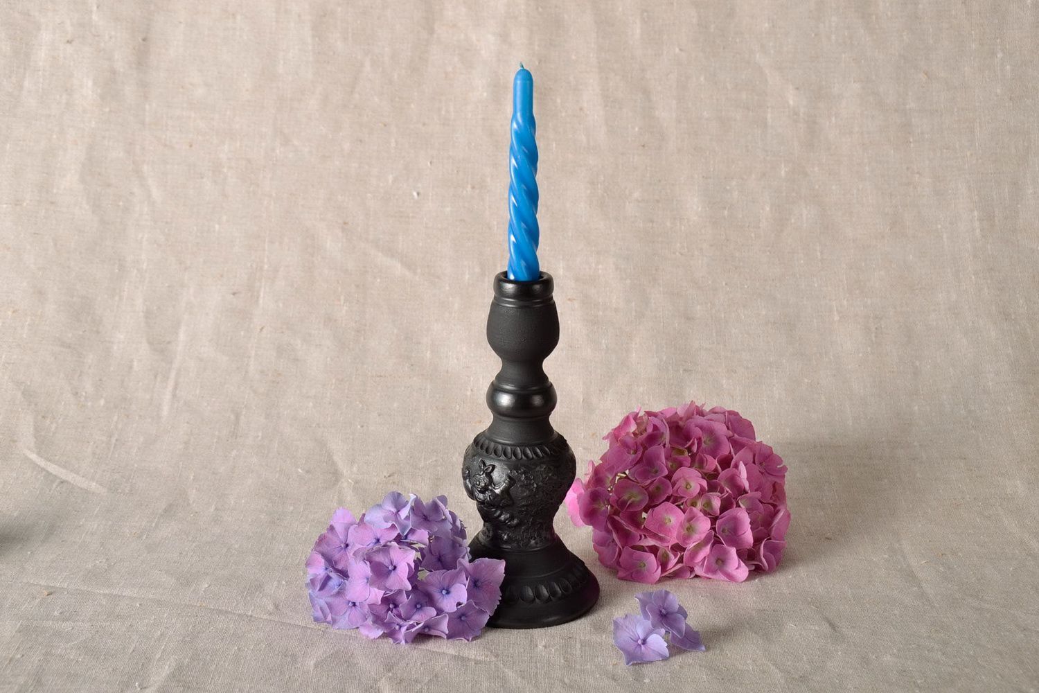 Clay candlestick with pattern photo 4