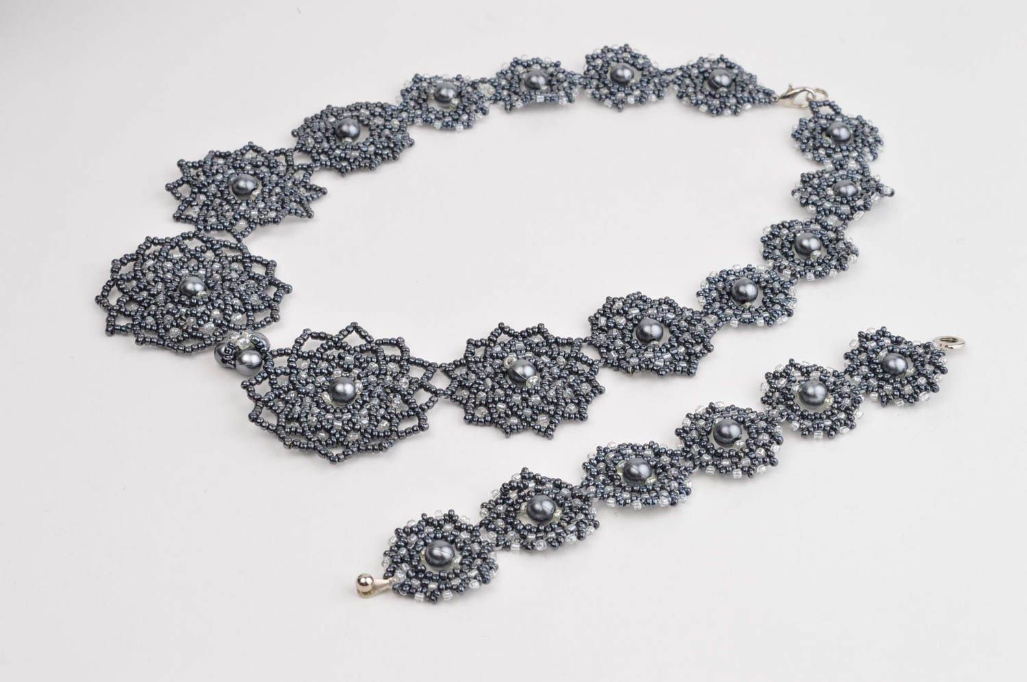 Handmade jewelry set beaded necklace beaded bracelet fashion accessories photo 2