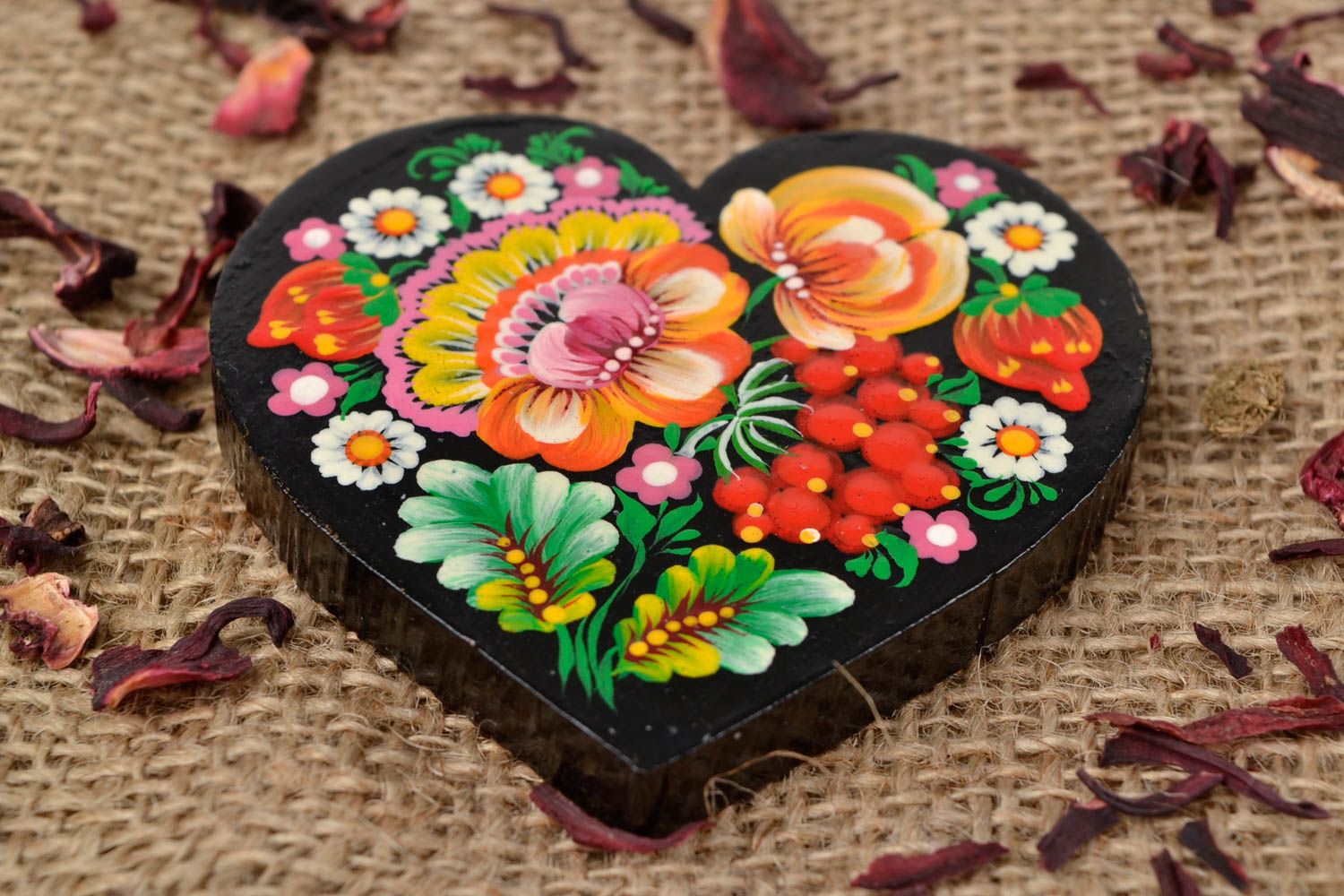 Handmade fridge magnet stylish wooden souvenir unusual cute heart magnet photo 1