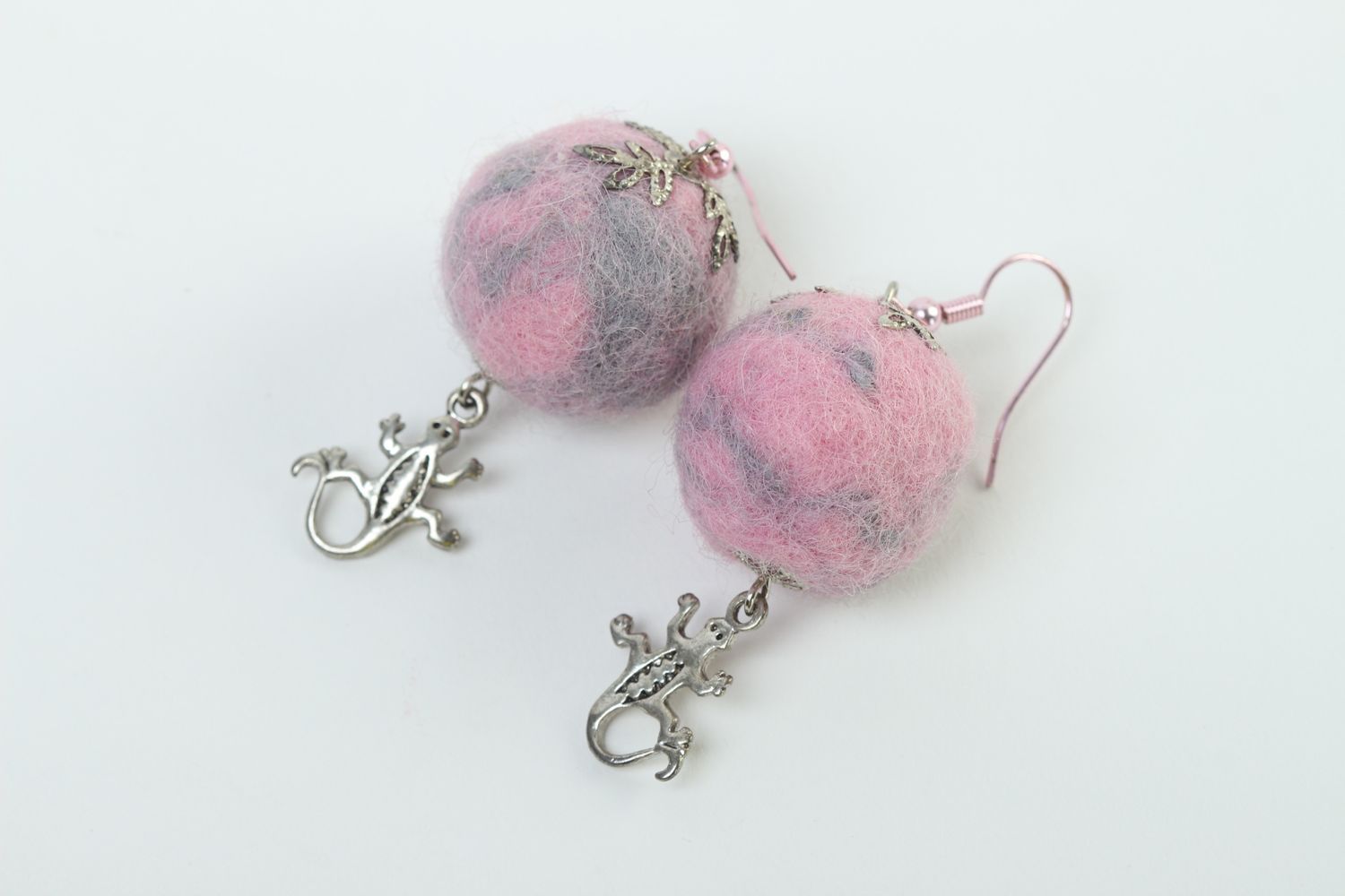 Unusual handmade wool earrings felted ball earrings cool jewelry designs photo 3