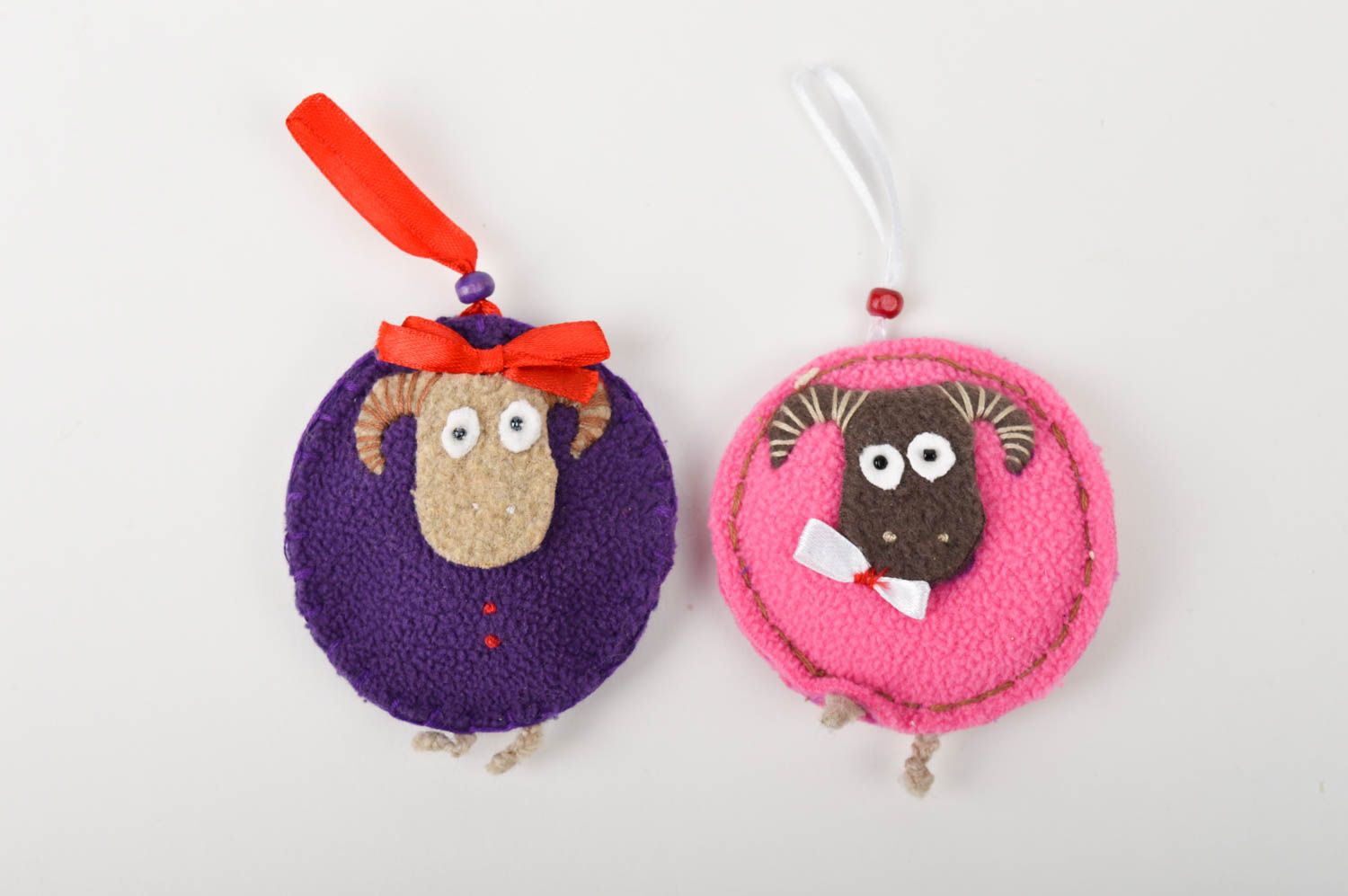 Porte-clés animaux moutons Porte-clés fait main Cadeaux originaux 2 pièces photo 3