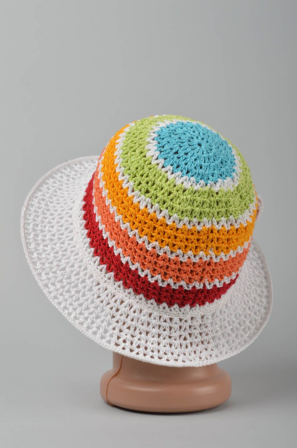 Handmade hat crochet headdress for children openwork hat for baby beach hat photo 5