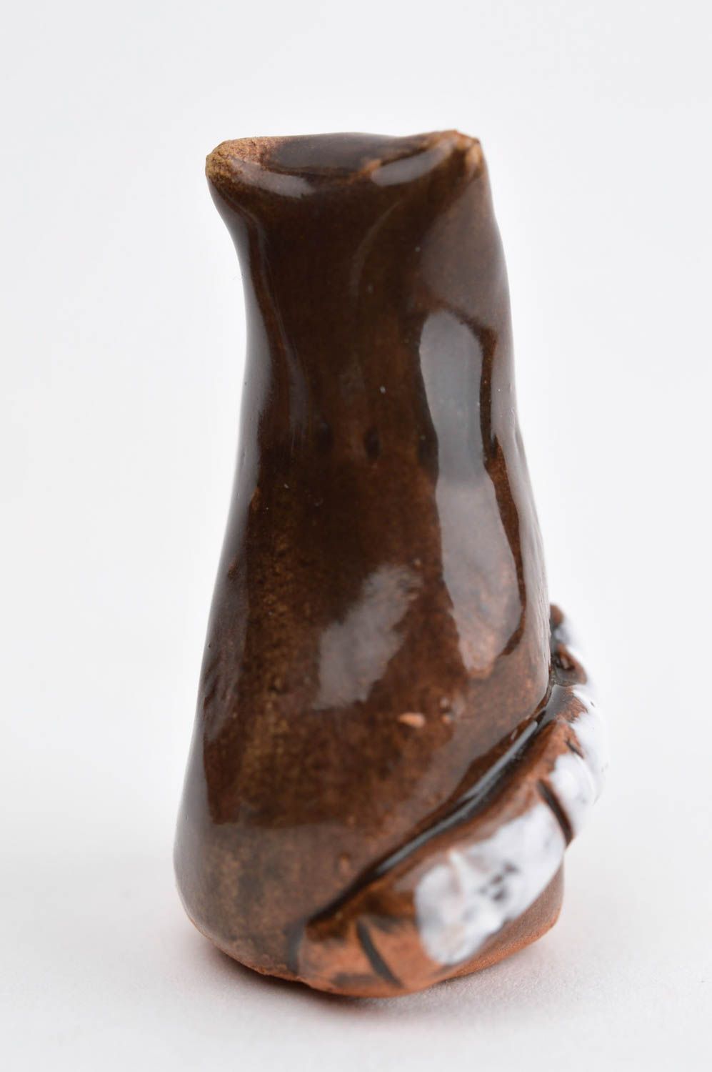 Figurine chat Statuette miniature fait main argile peinte marron Déco intérieur photo 10