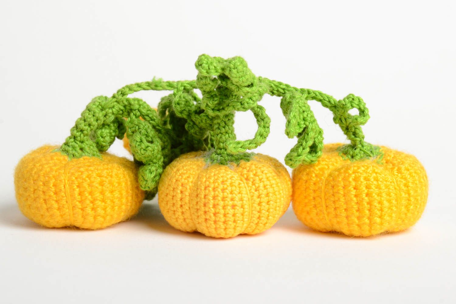 Handmade designer crocheted soft toys textile pumpkin figurines interior ideas photo 4