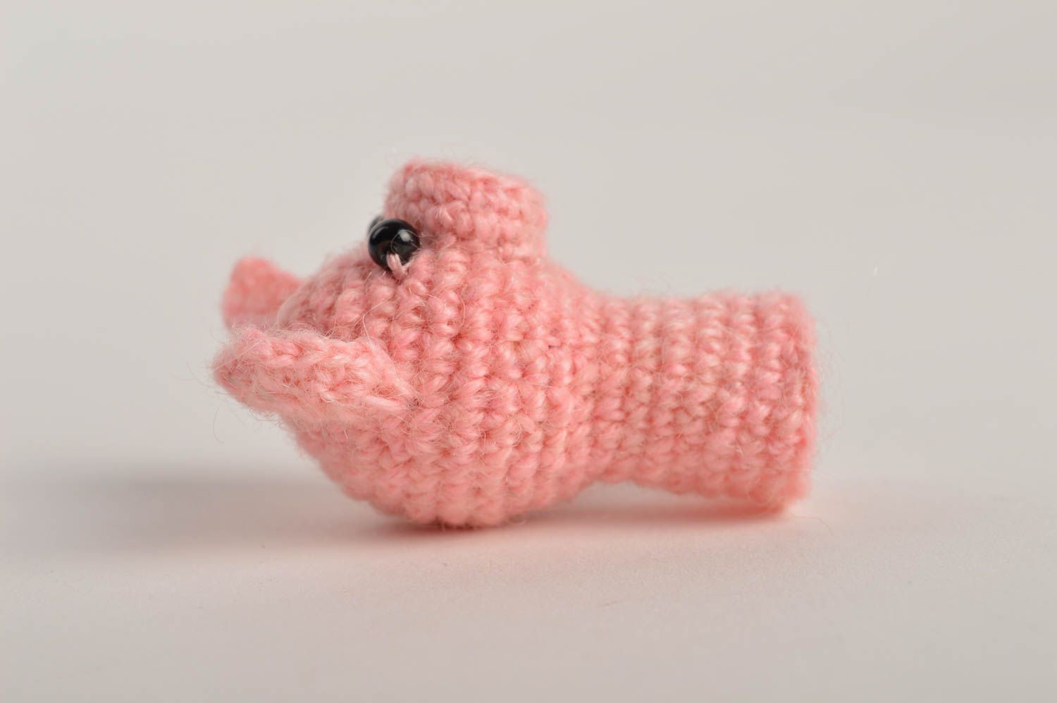Handgemachtes Spielzeug Häkel Kuscheltier Designer Geschenk Finger Puppe Schwein foto 4