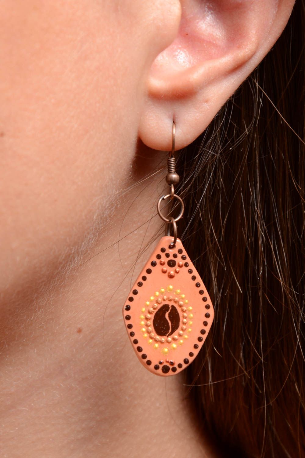 Handgemachte Ohrringe Schmuck aus Keramik Geschenk für Frauen Kaffeebohnen  foto 2