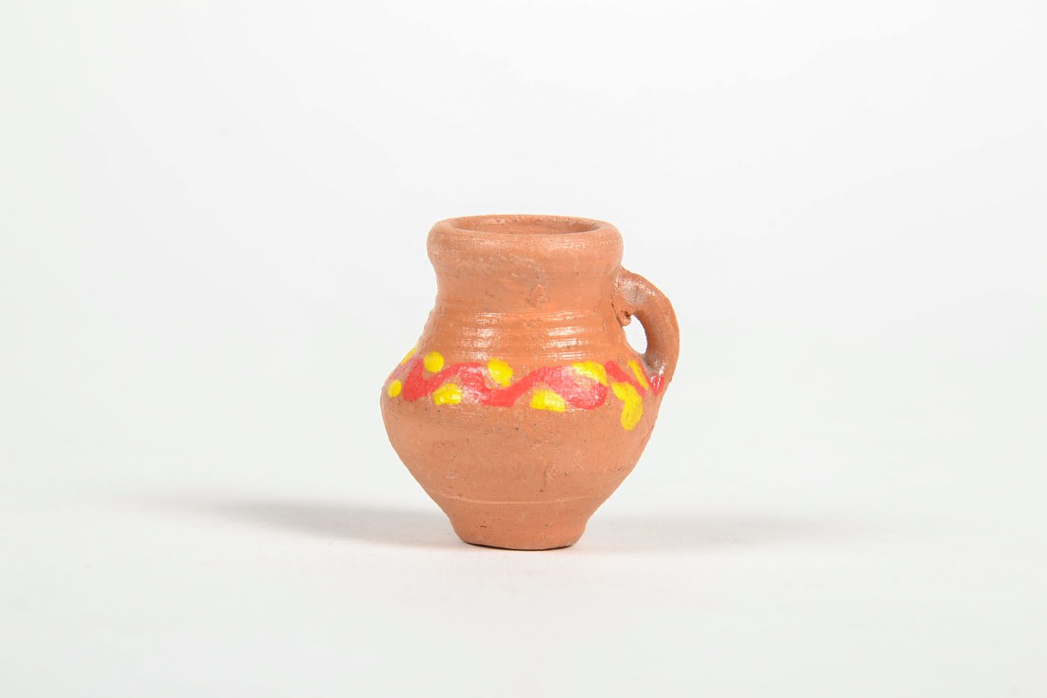 1,2 inches clay terracotta miniature pitcher with handle 0,03 lb photo 2