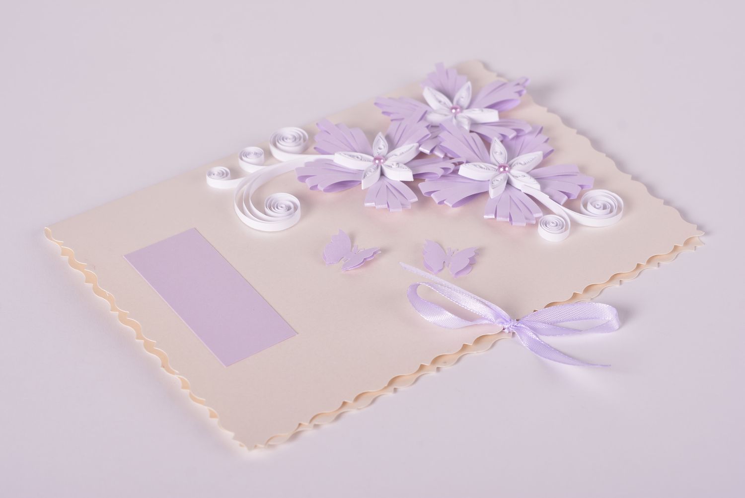 Carte voeux faite main Carte de félicitation en carton avec fleurs Petit cadeau photo 1