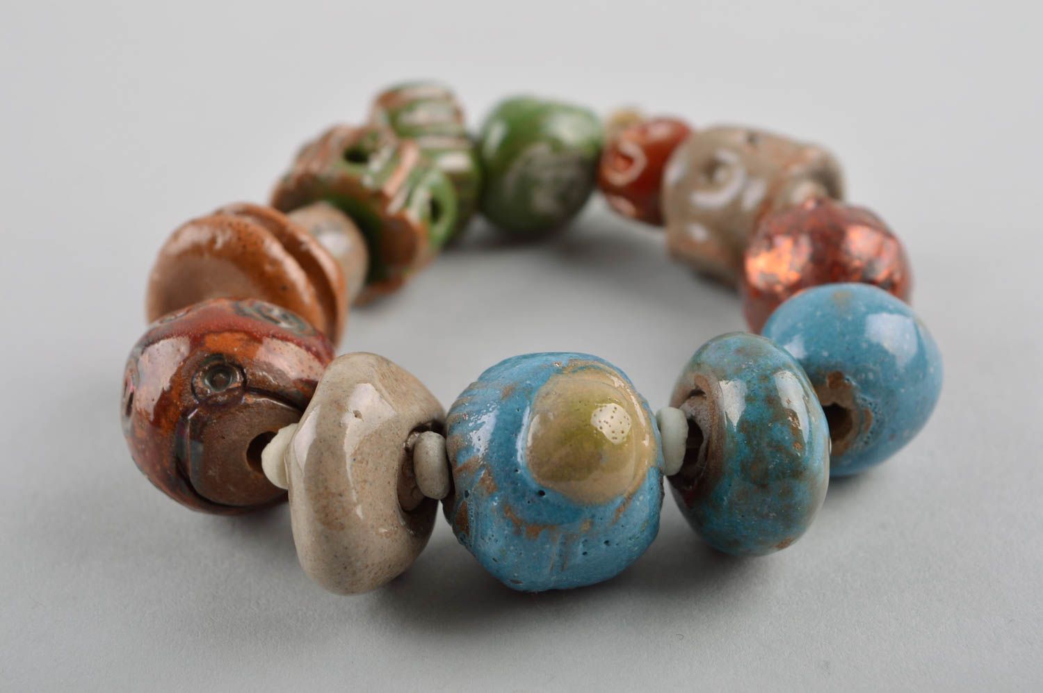 Unusual handmade clay bracelet ceramic bead bracelet accessories for girls photo 4
