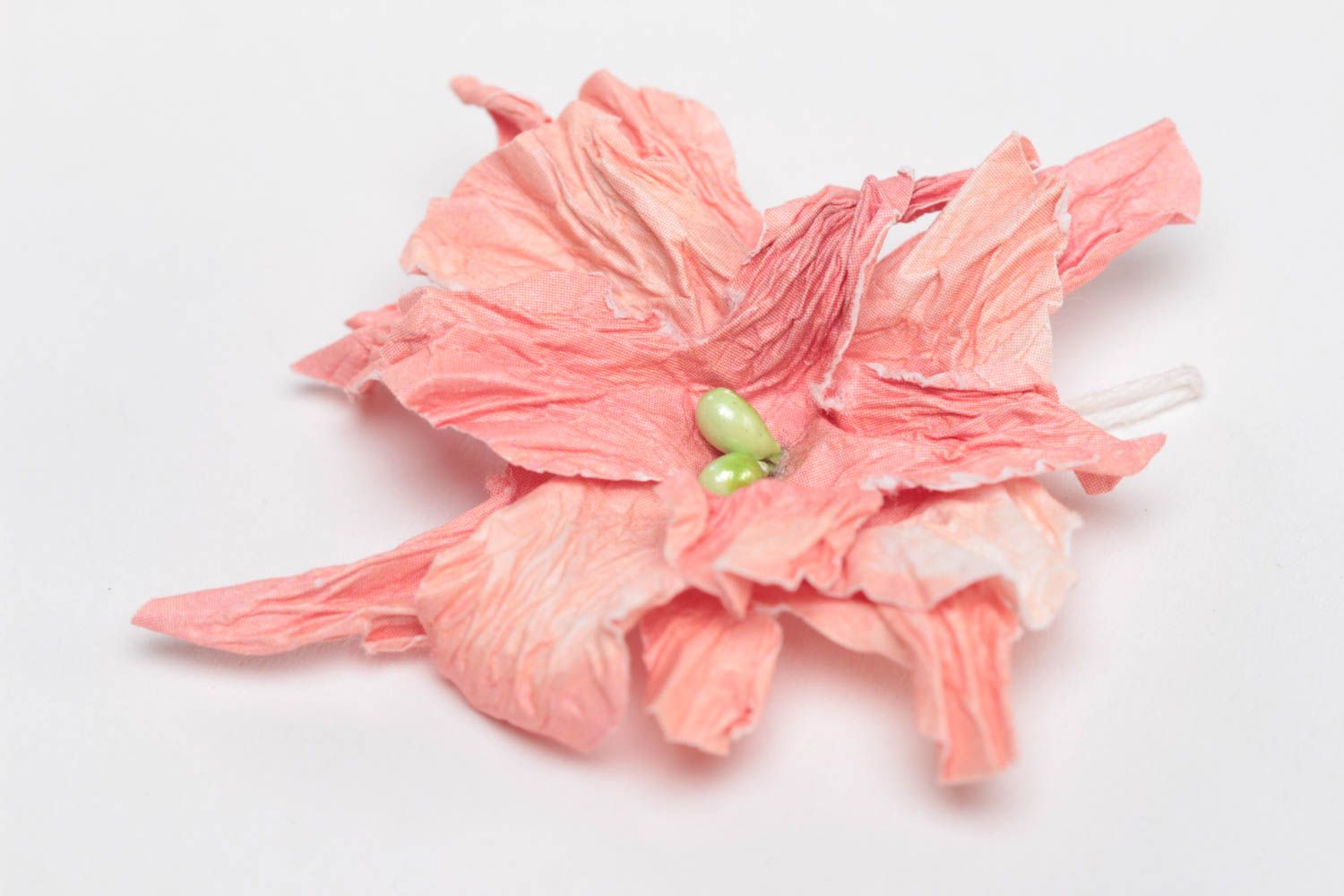 Handmade pink artificial paper flower painted with watercolors scrapbooking photo 2
