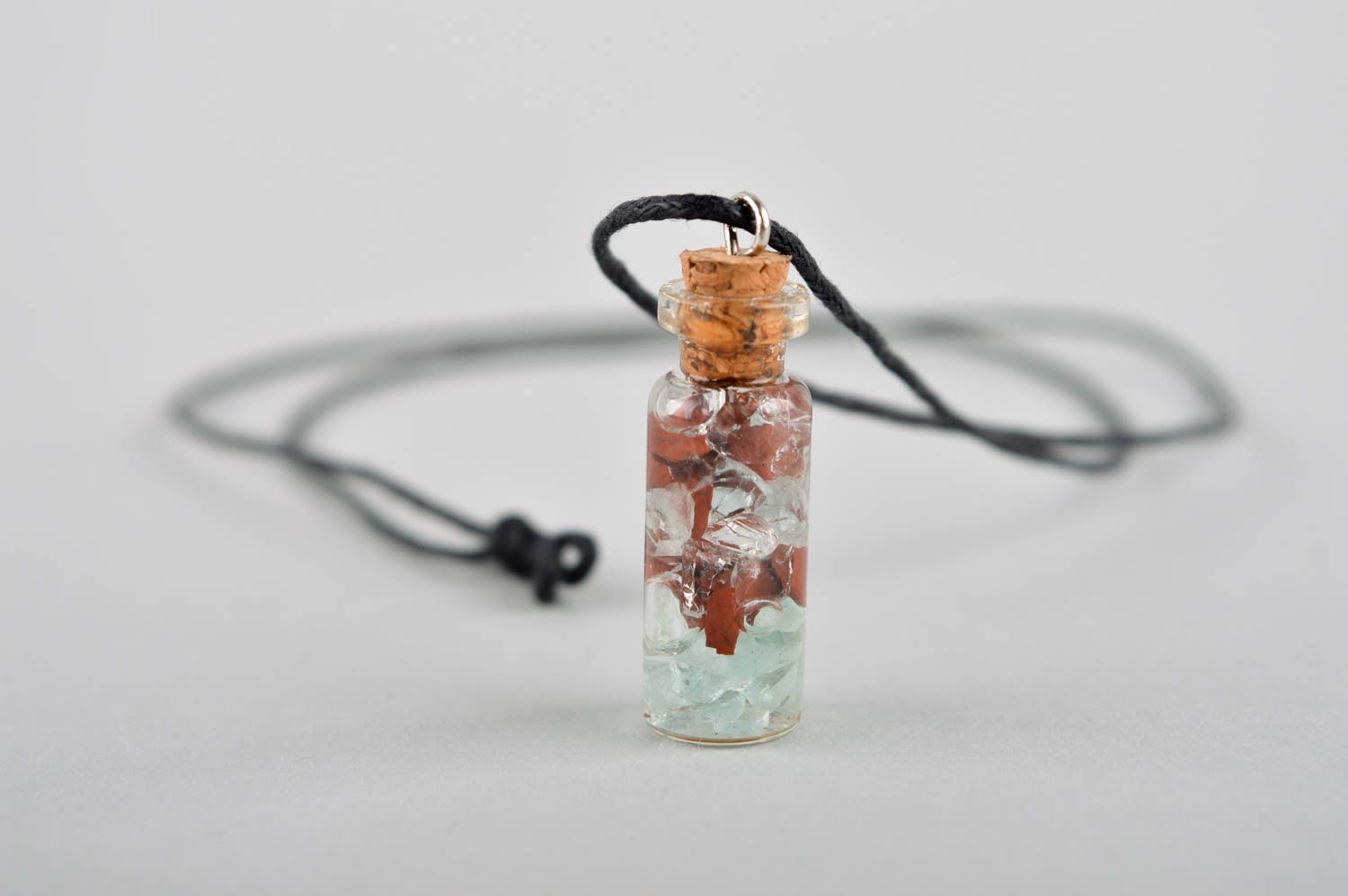 Handcrafted jewelry glass vial charm pendant necklace designer glass jewelry  photo 4