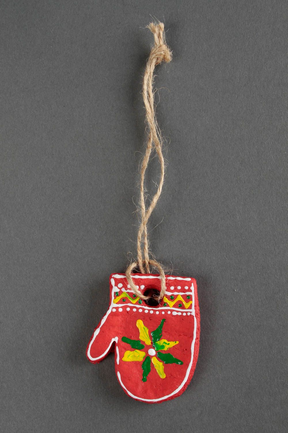 Jouet Noël fait main Suspension décorative moufle rouge Cadeau original photo 3