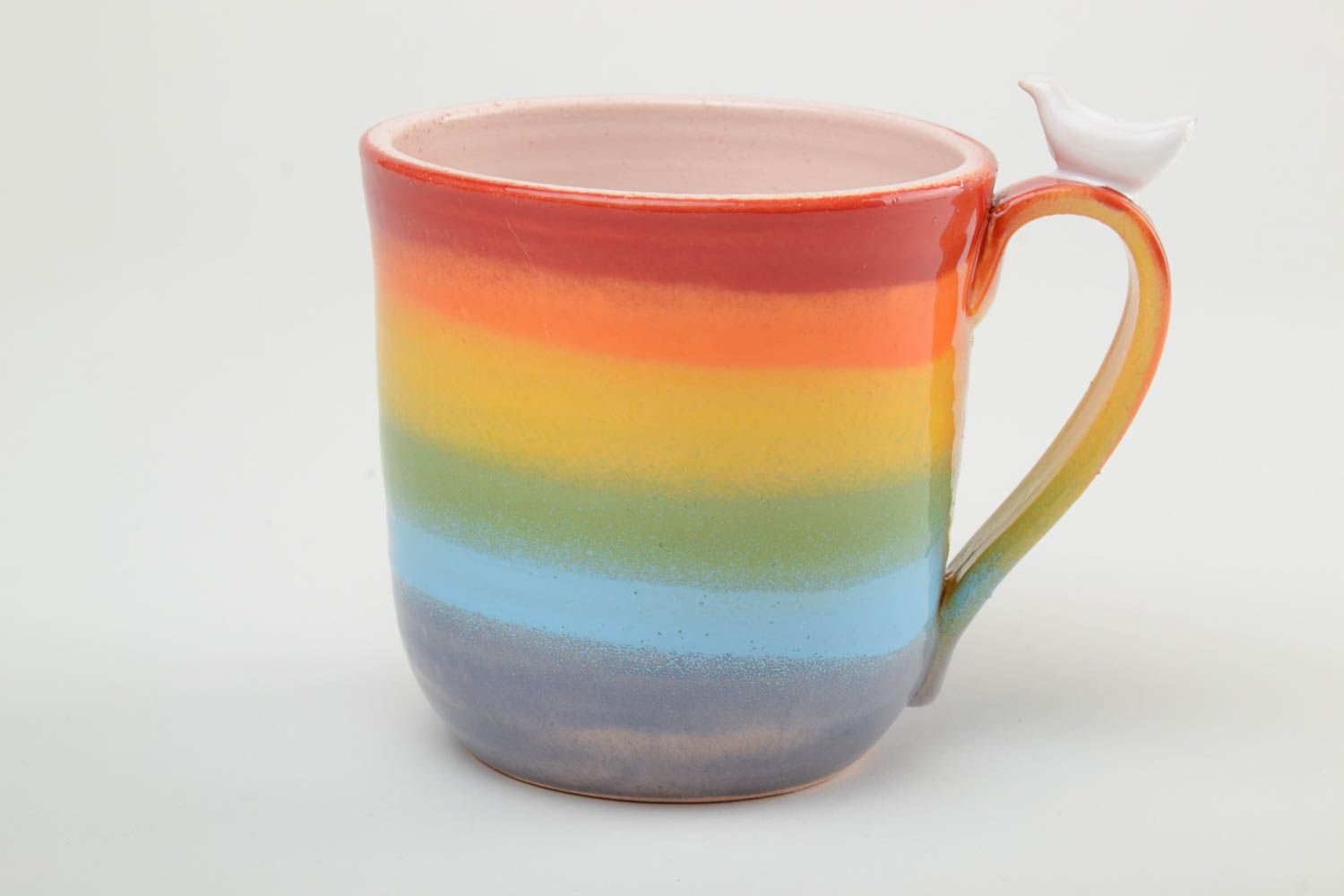 XL 13 oz porcelain bright rainbow colors drinking cup with handle photo 3
