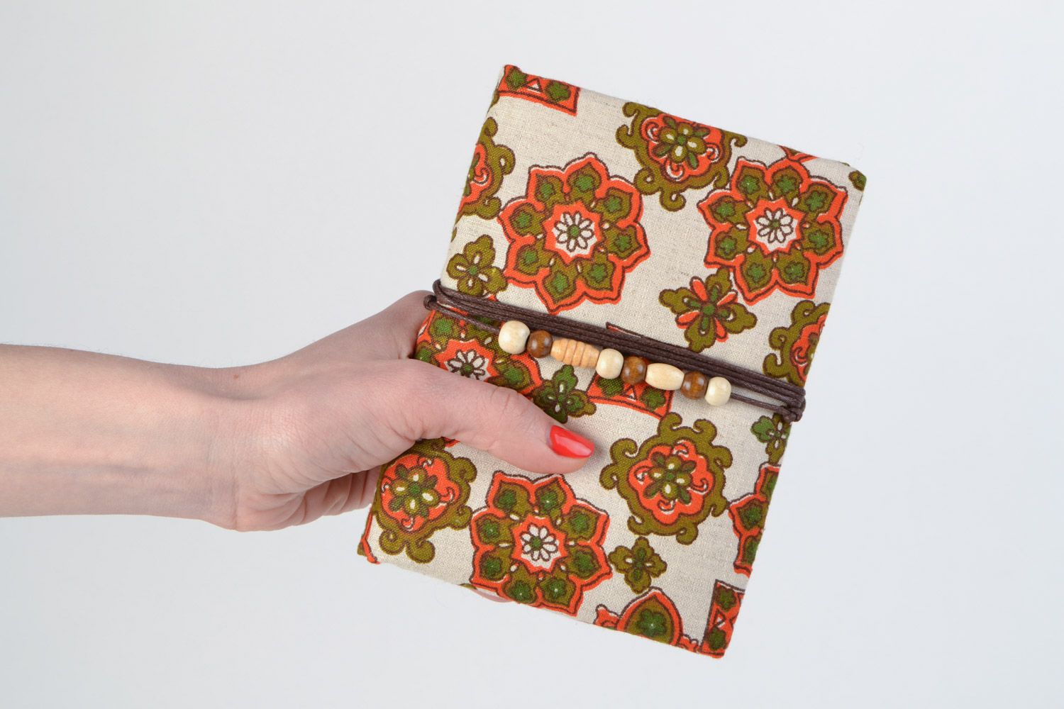 Schöner handmade Notizblock mit Muster und Stoff Umschlag aus 60 Blättern schön foto 2