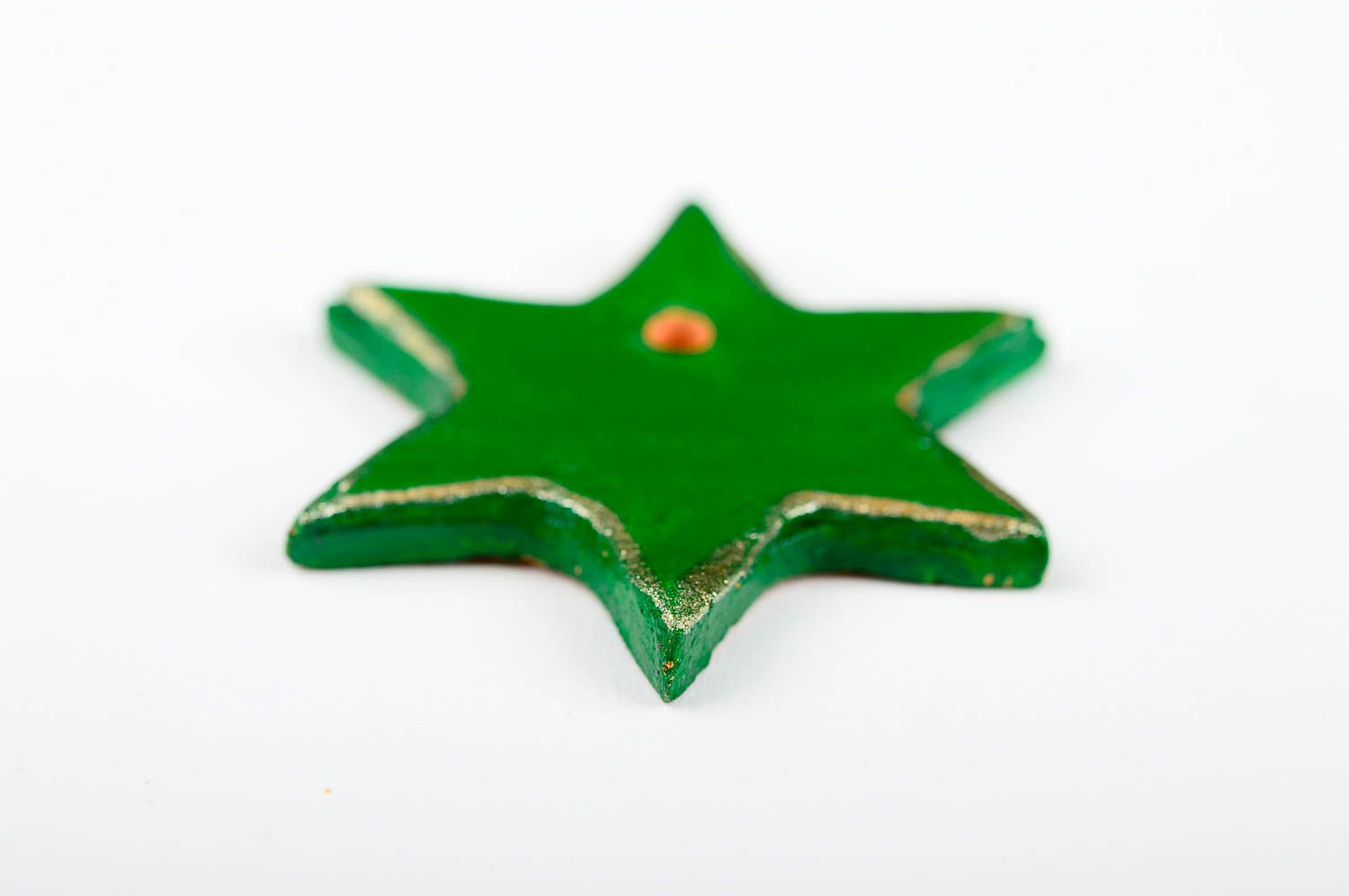 Игрушка на елку хэнд мэйд декор для дома глиняная игрушка в виде зеленой звезды фото 4