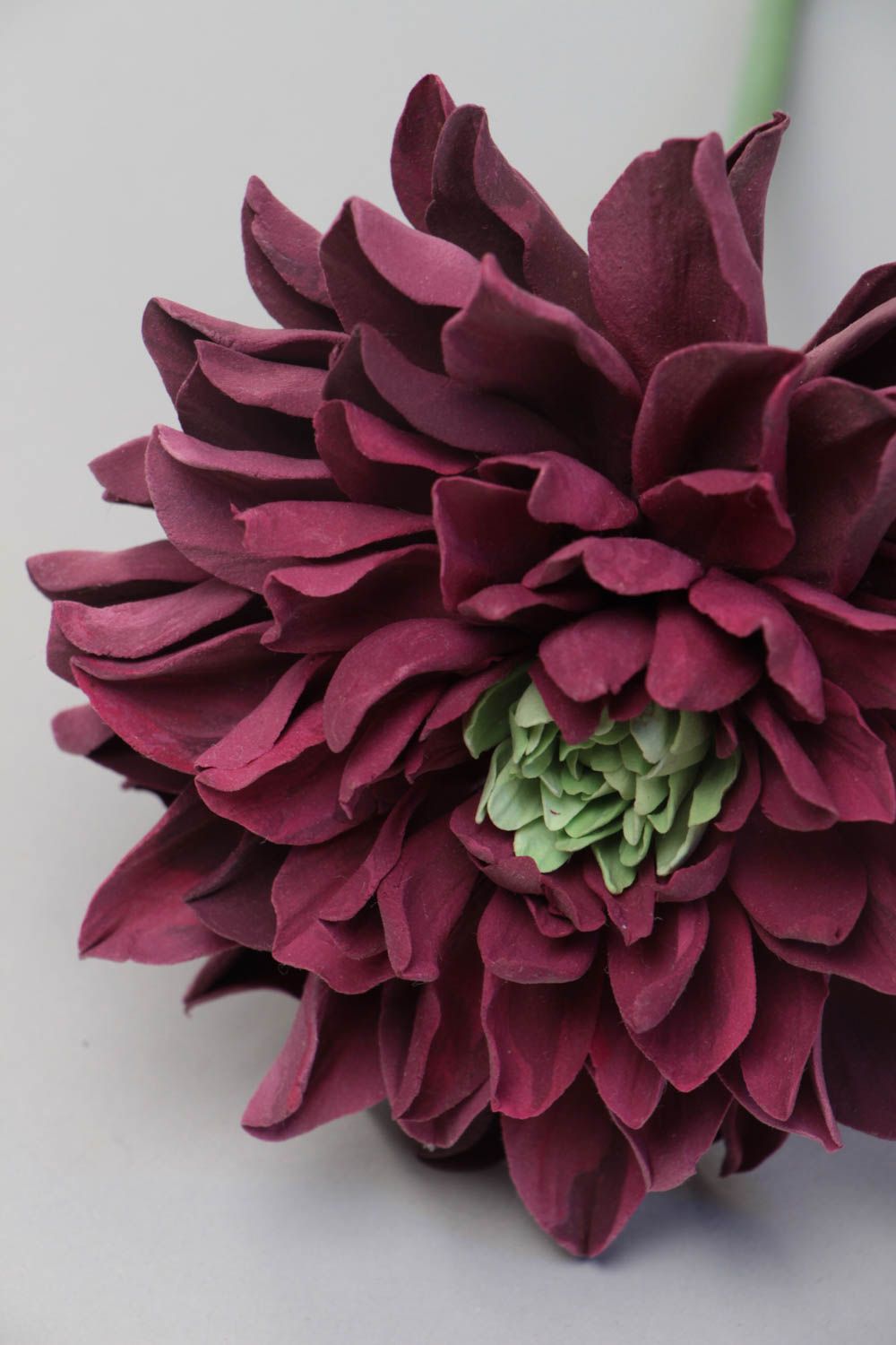 Flor decorativa artesanal crisantemo en tallo largo foto 4