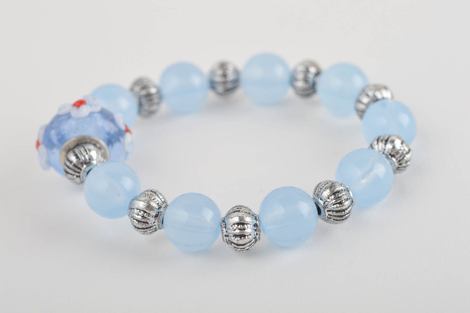 Schönes Modeschmuck Armband Kinder Accessoire Perlen Armband Handarbeit blau foto 5