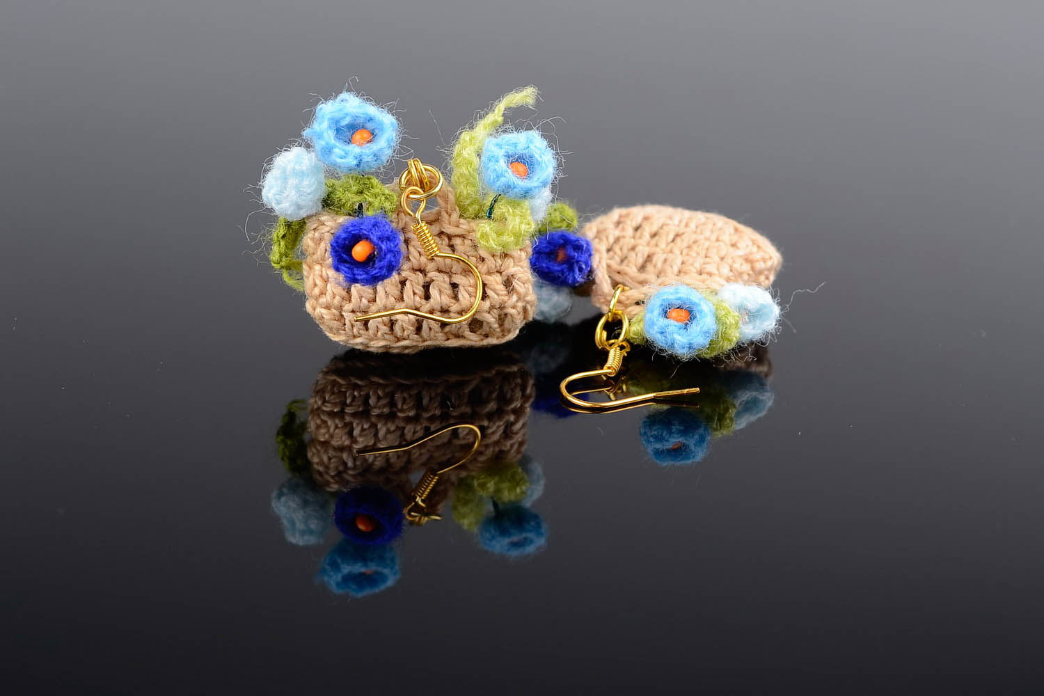 Earrings Basket of forget-me-nots photo 2
