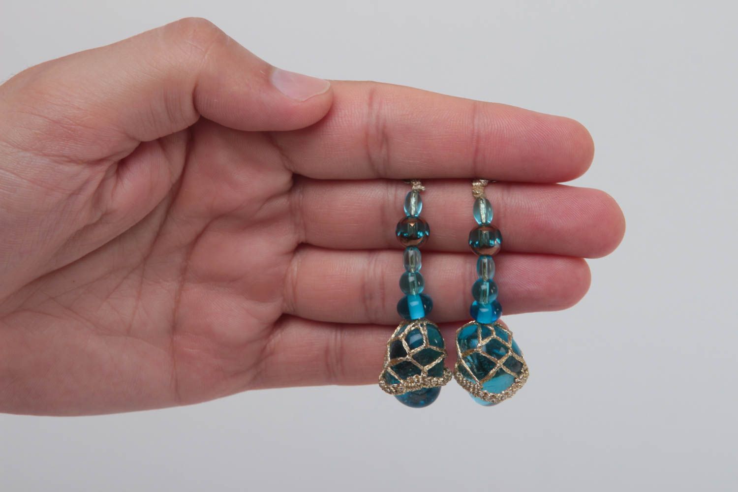 Handmade lange Ohrringe Damen Schmuck Accessoire für Frauen Glasperlen Perlen foto 5