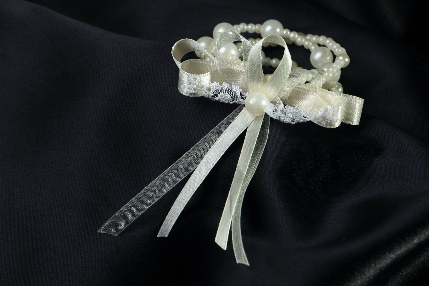 Bracelet de mariée blanc fait main photo 4