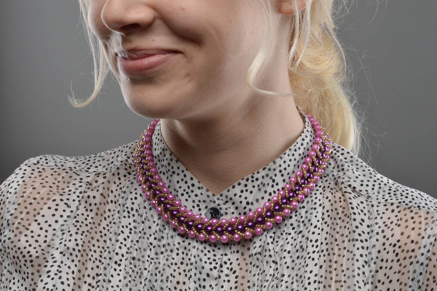 Beaded necklace handmade woven designer accessory stylish jewelry for girls photo 5