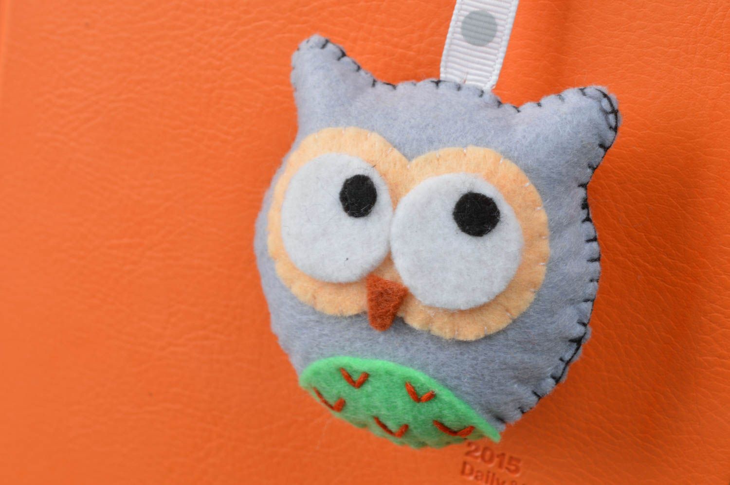 Handmade decorative lilac toy bookmark owl made of felt beautiful present for baby photo 3