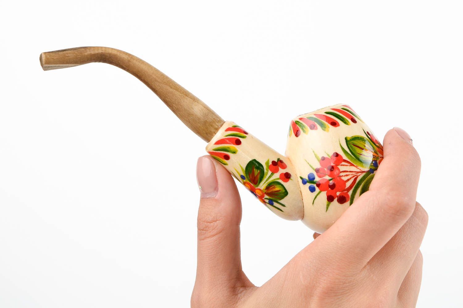 Handmade pipe wooden pipe unusual gift decorative use only wooden smoking pipe photo 2